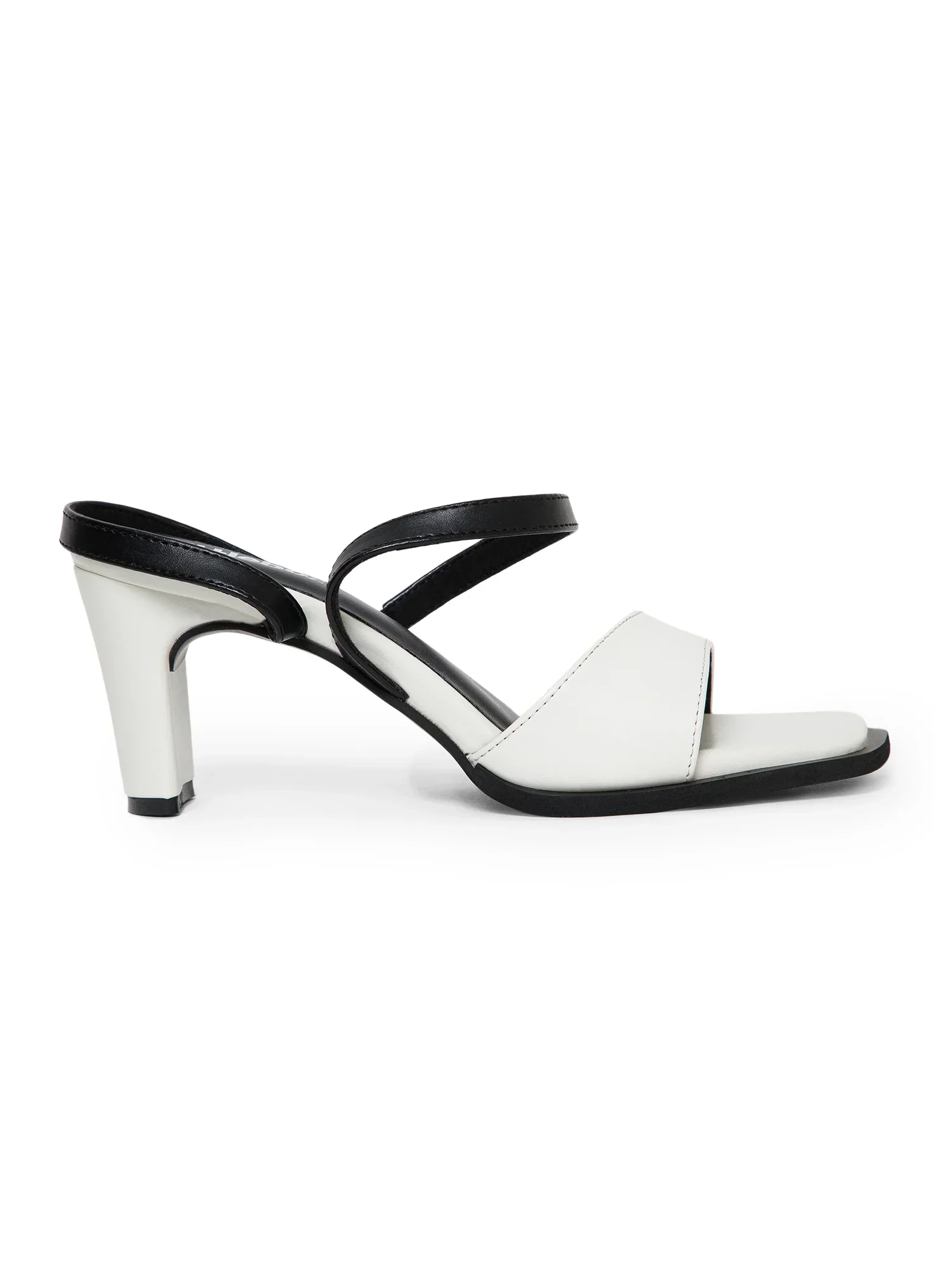 Black & White Colorblocked  Square Toe Block Heels - Image 6