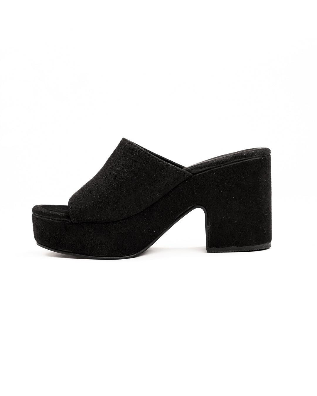 Block-Healed Black Suede Platform Heel - Image 3