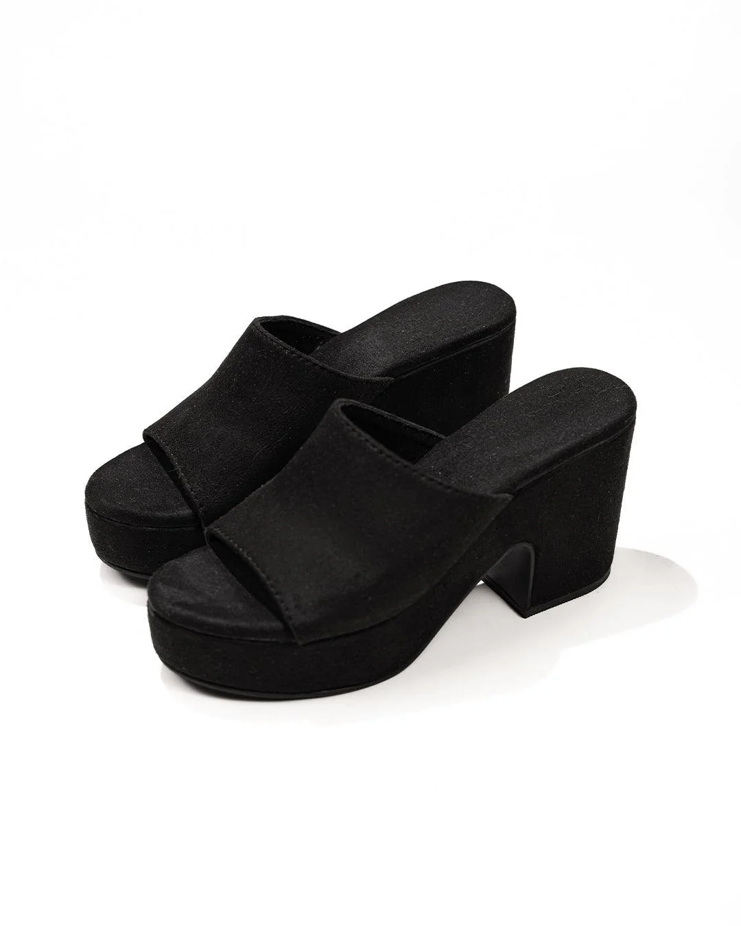 Block-Healed Black Suede Platform Heel - Image 4