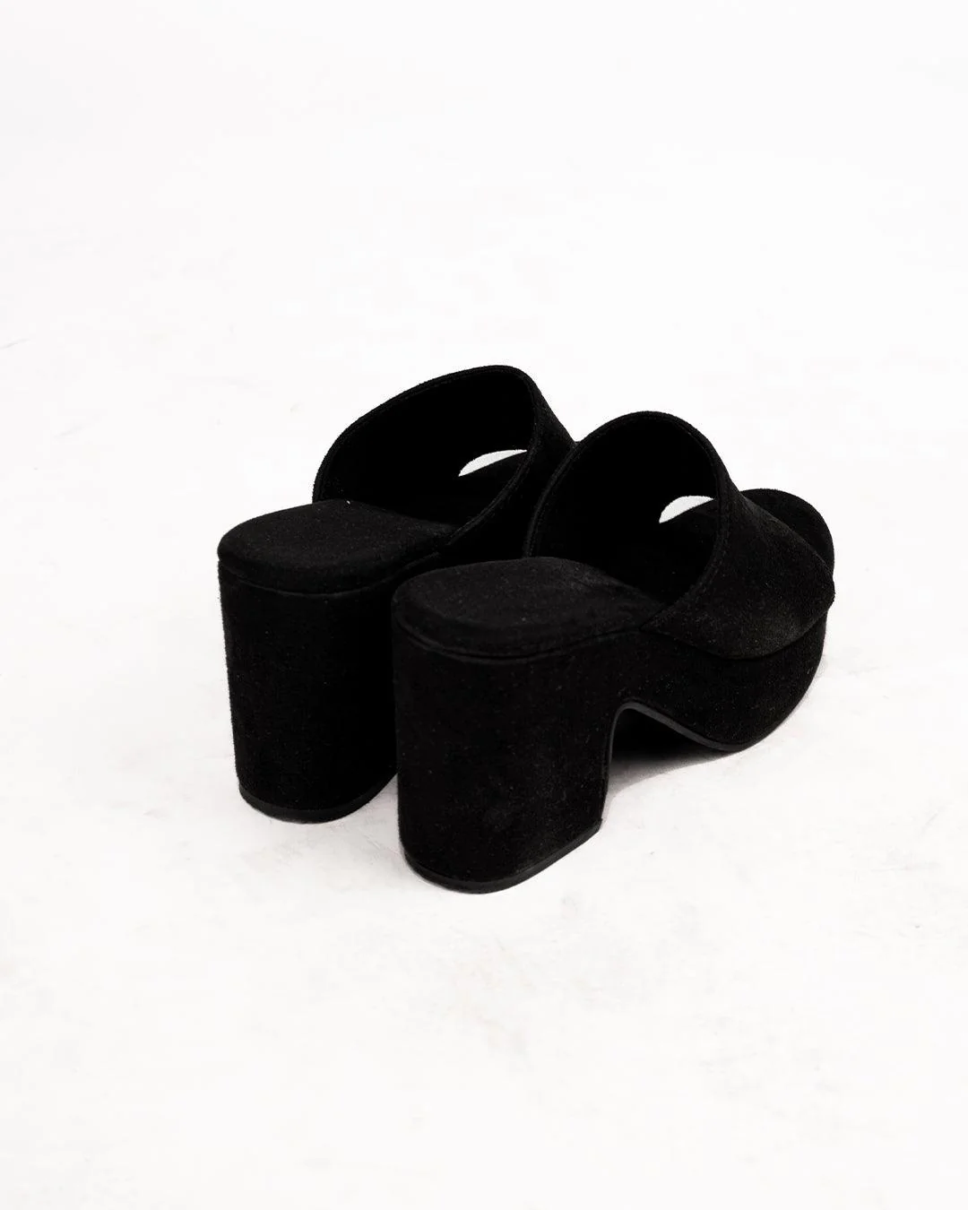 Block-Healed Black Suede Platform Heel - Image 5