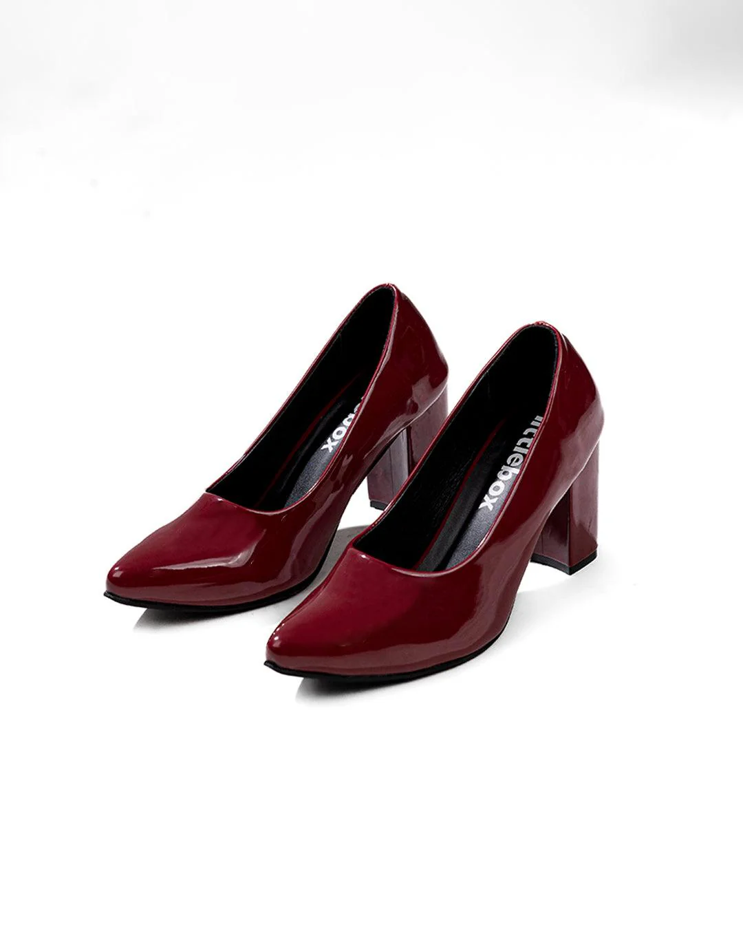 Block Heel Formal Pumps In Burgundy - Image 2