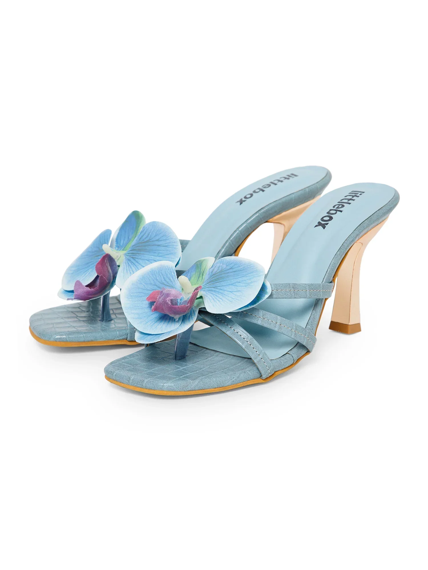 Blue Flower Decor High Heel Beach Sandals - Image 2