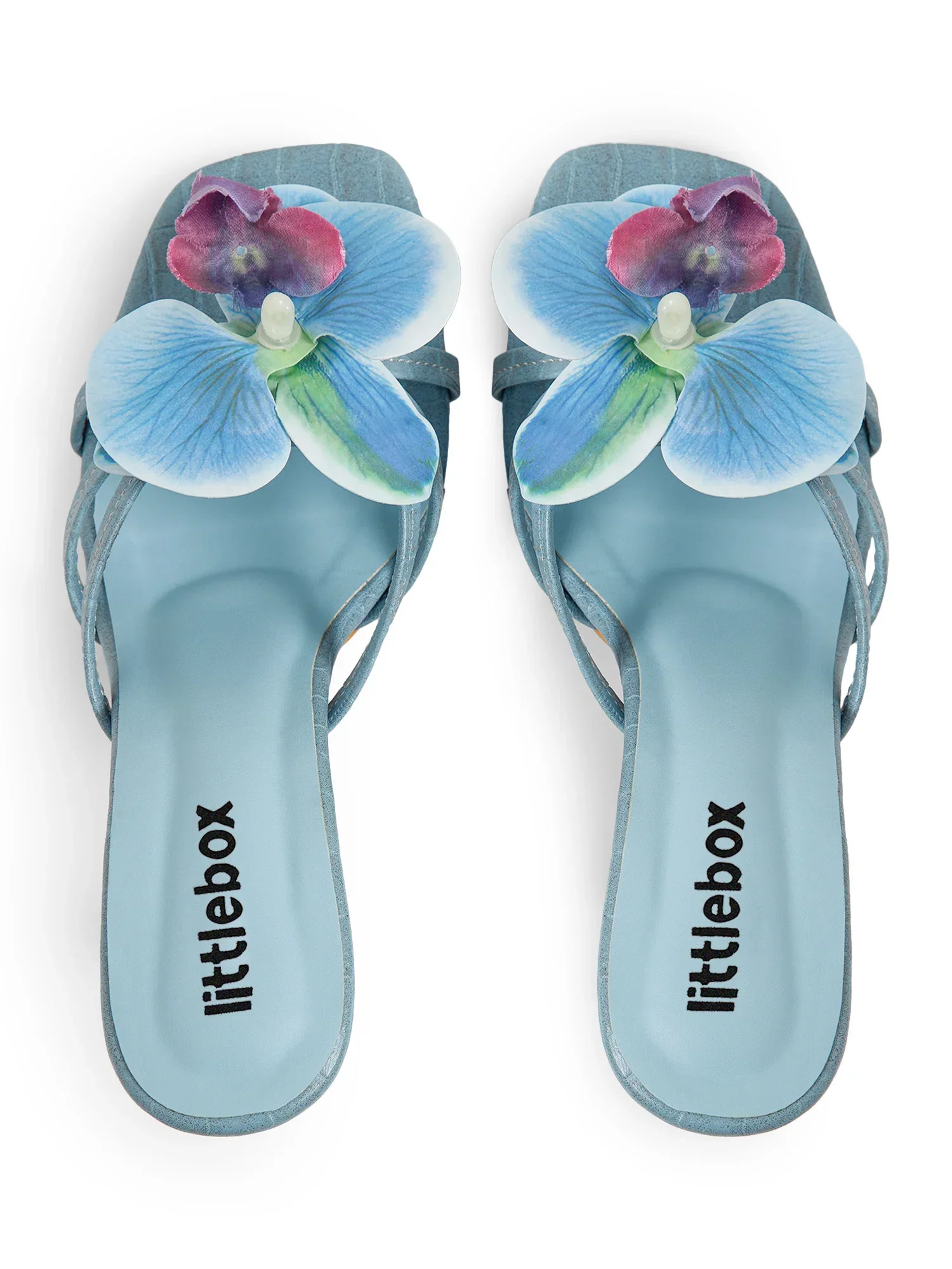 Blue Flower Decor High Heel Beach Sandals - Image 3