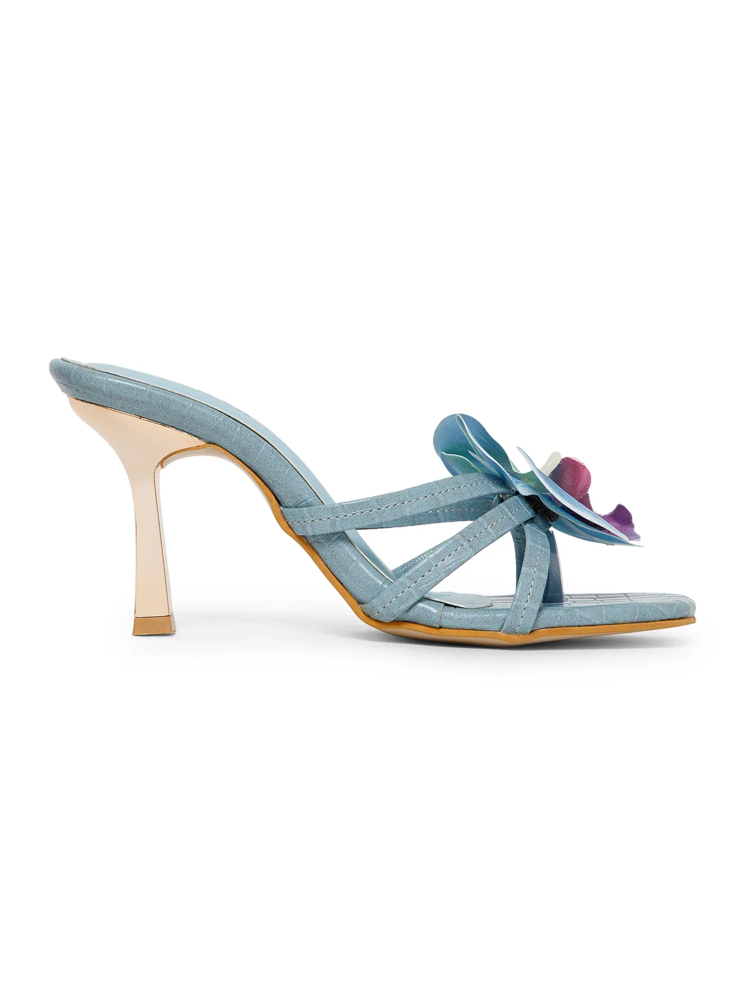 Blue Flower Decor High Heel Beach Sandals - Image 4