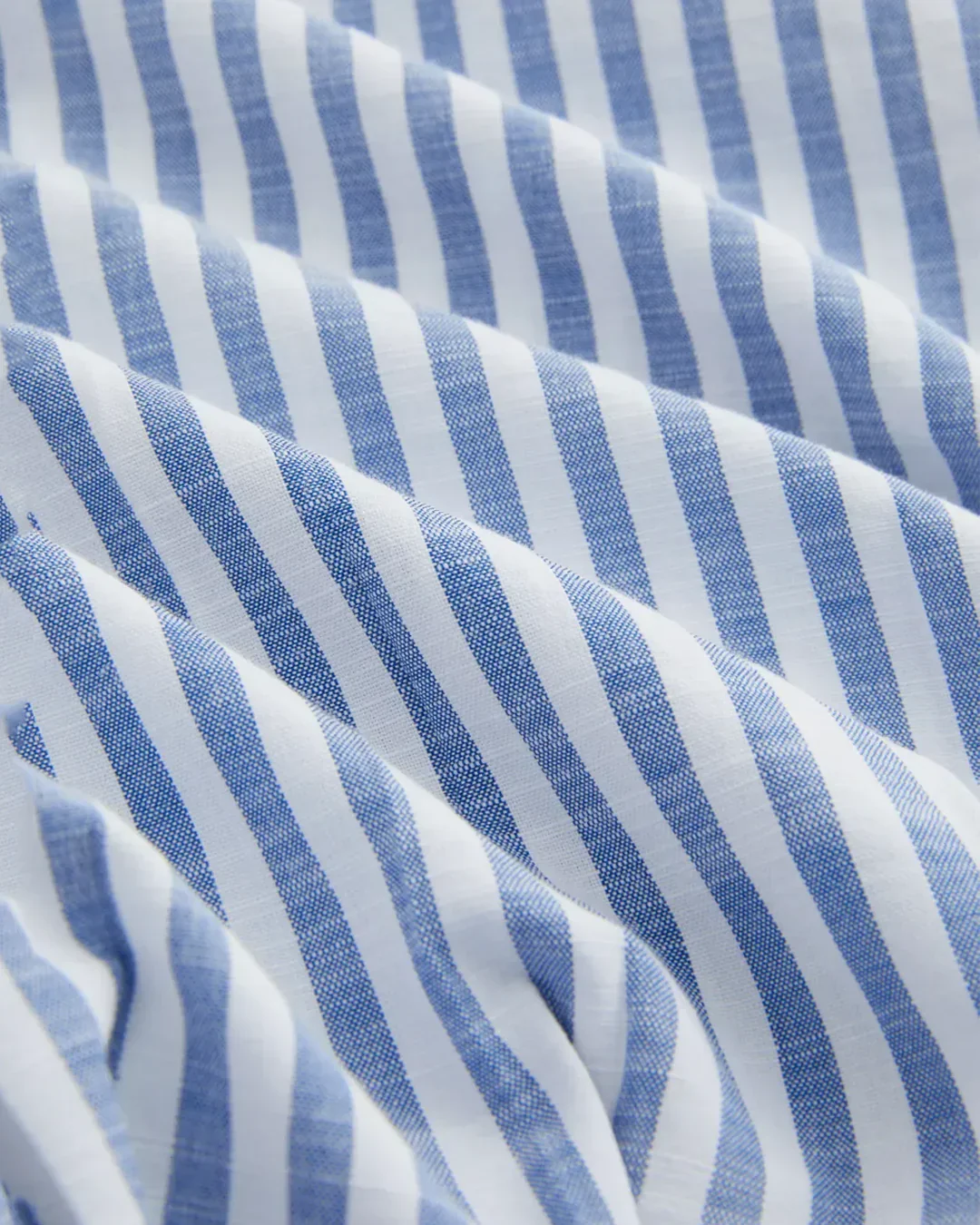 Blue Striped Collared Short Sleeve Cinched Shirt Top - Image 3