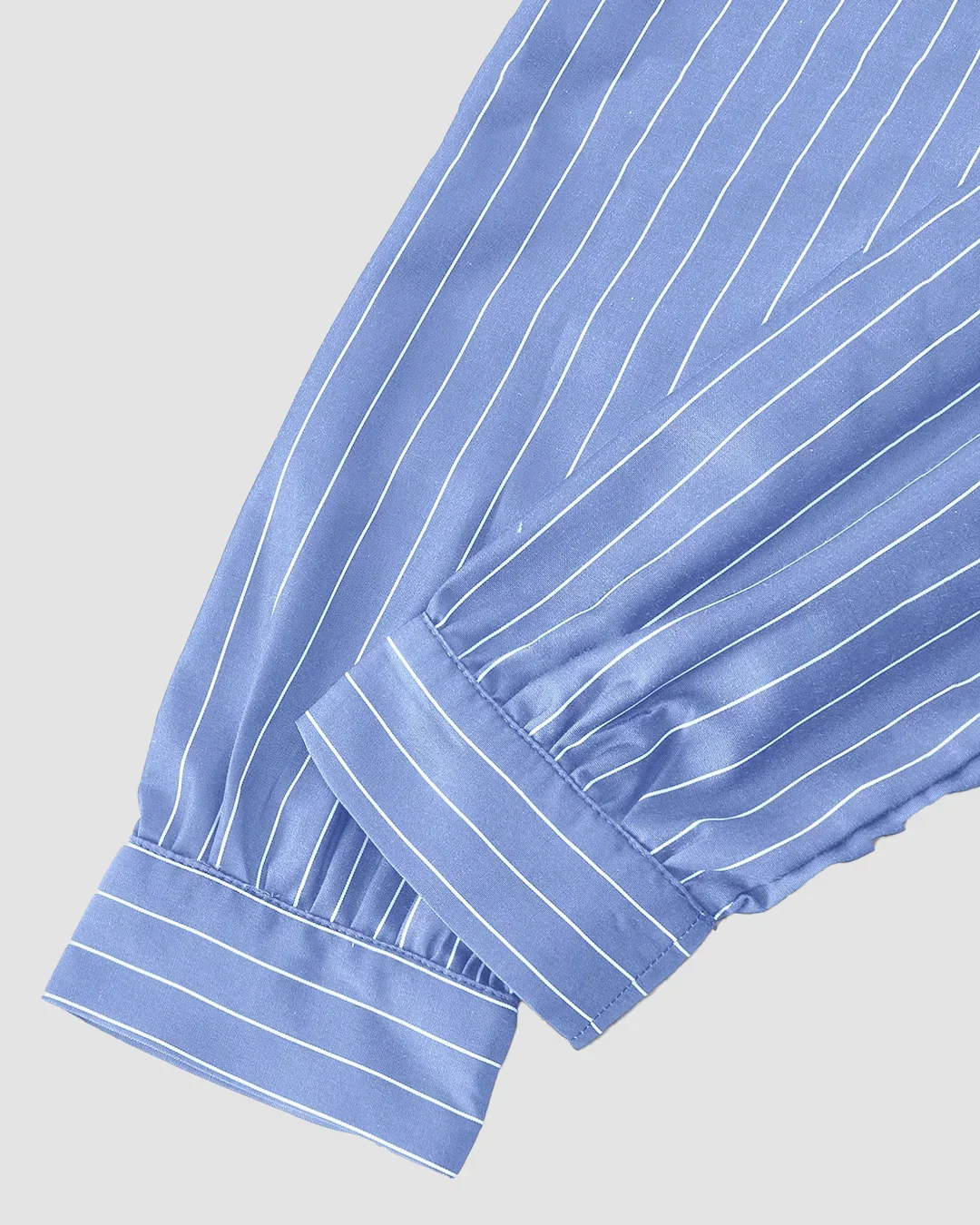 Blue Striped Wrap Front Collared Mini Dress - Image 4
