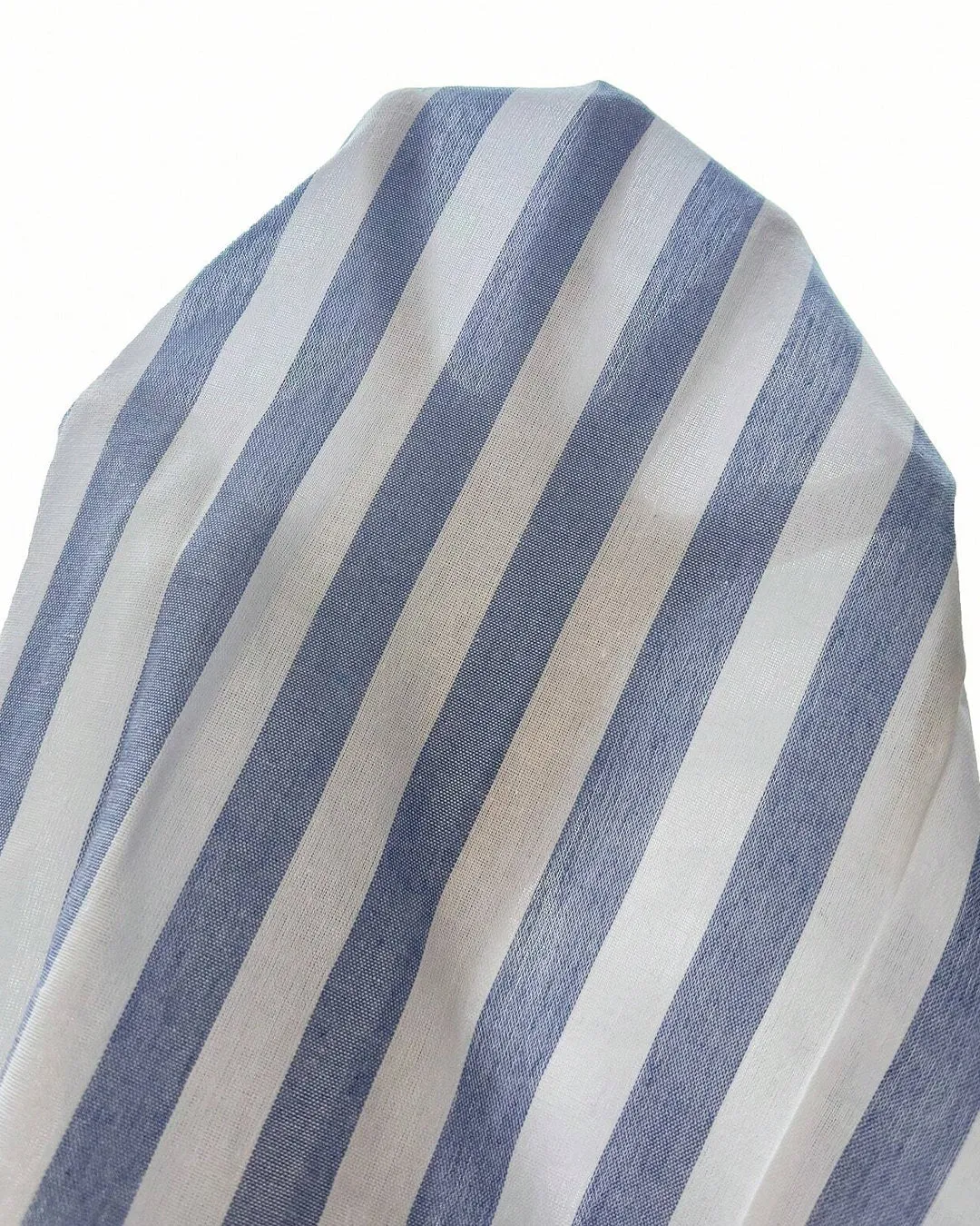 Blue & White Striped Collared Wrap A-Line Midi Shirt Dress - Image 4