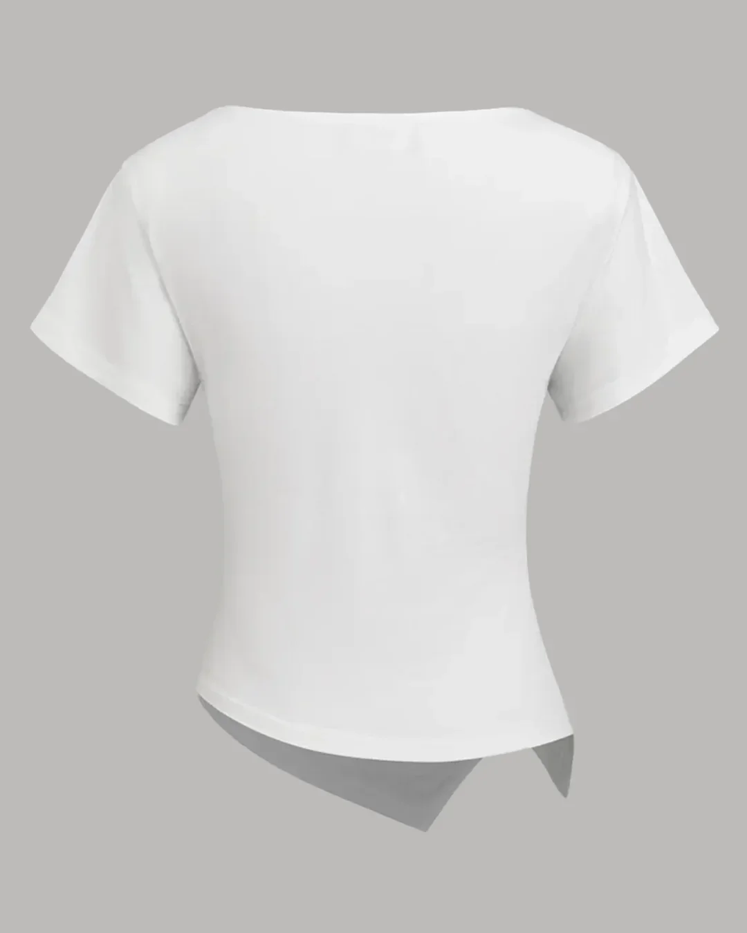 Boat Neck Asymmetric Top for Women in White - Image 2