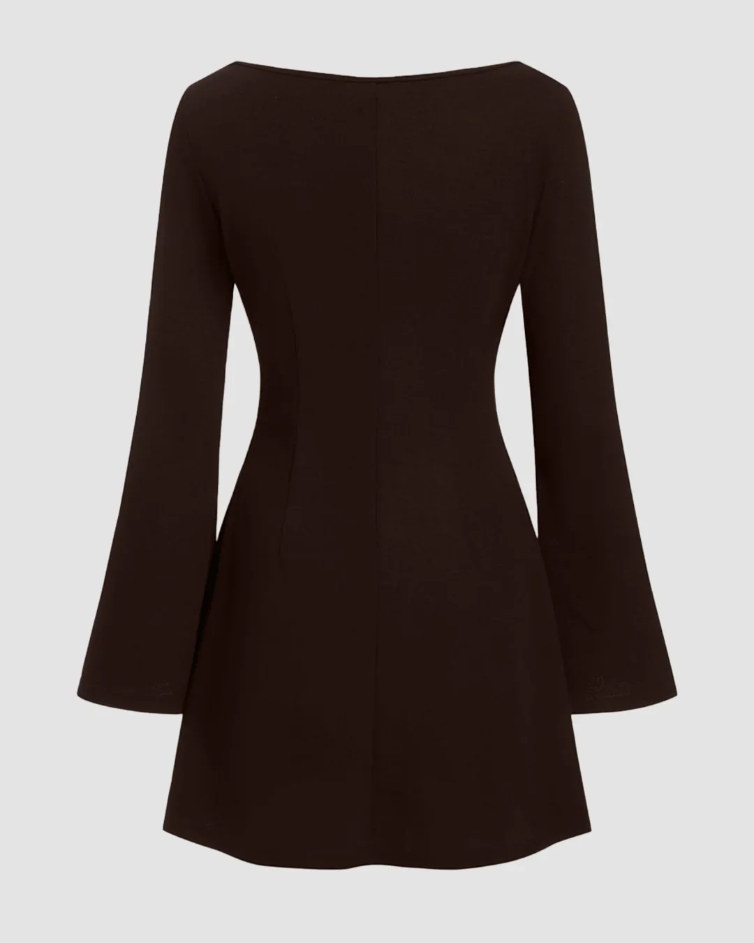 Boat Neck Bell Sleeve Tie Side Ruched Mini Dress - Image 2