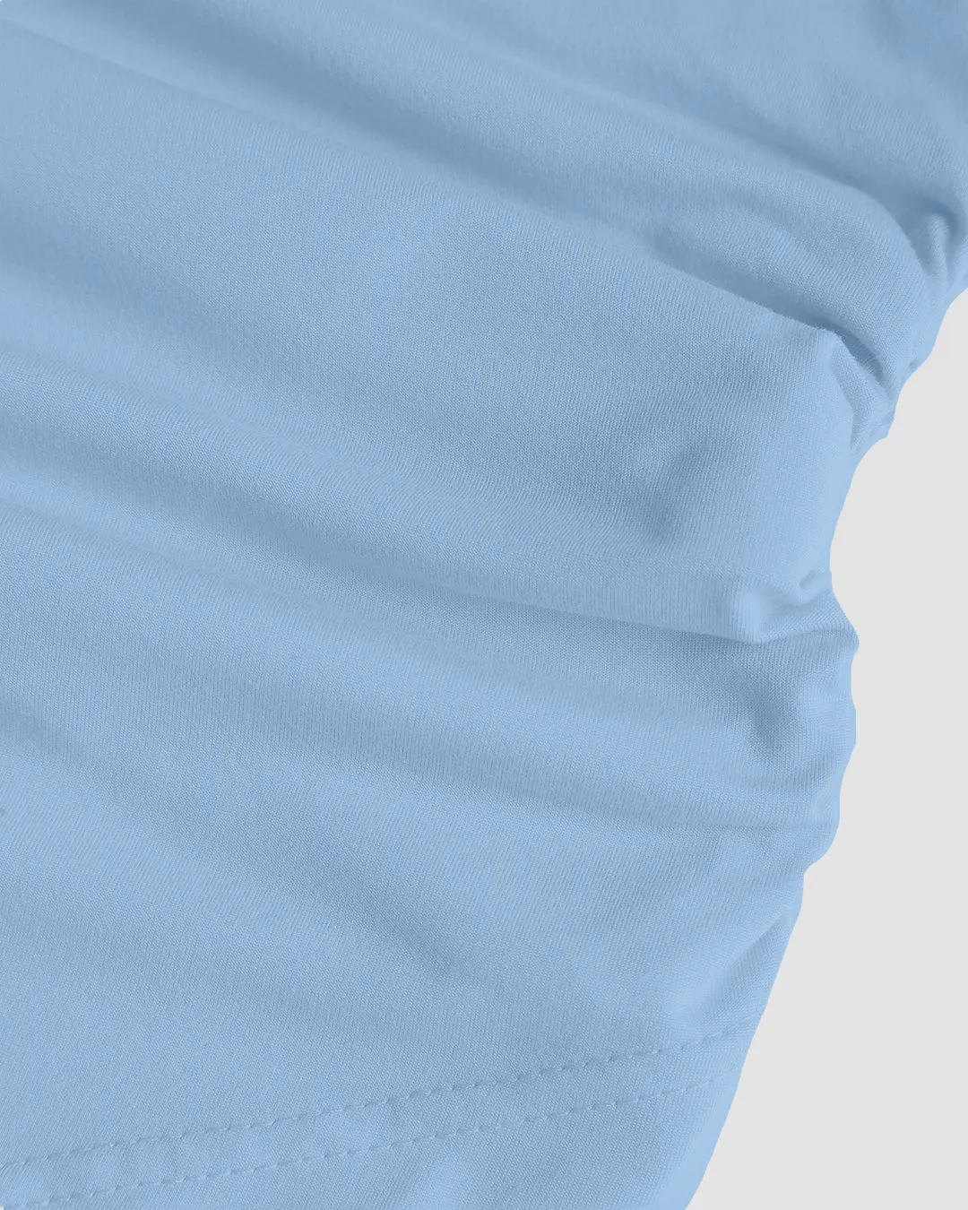 Boat Neck Bow-Shoulder Asymmetric Hem Full Sleeve Top in Blue - Image 3