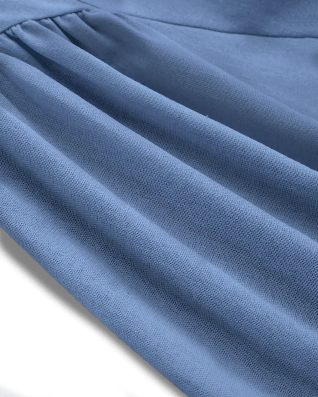Boat Neck Bow Shoulder Fit and Flare Midi Dress in French Blue - Image 3
