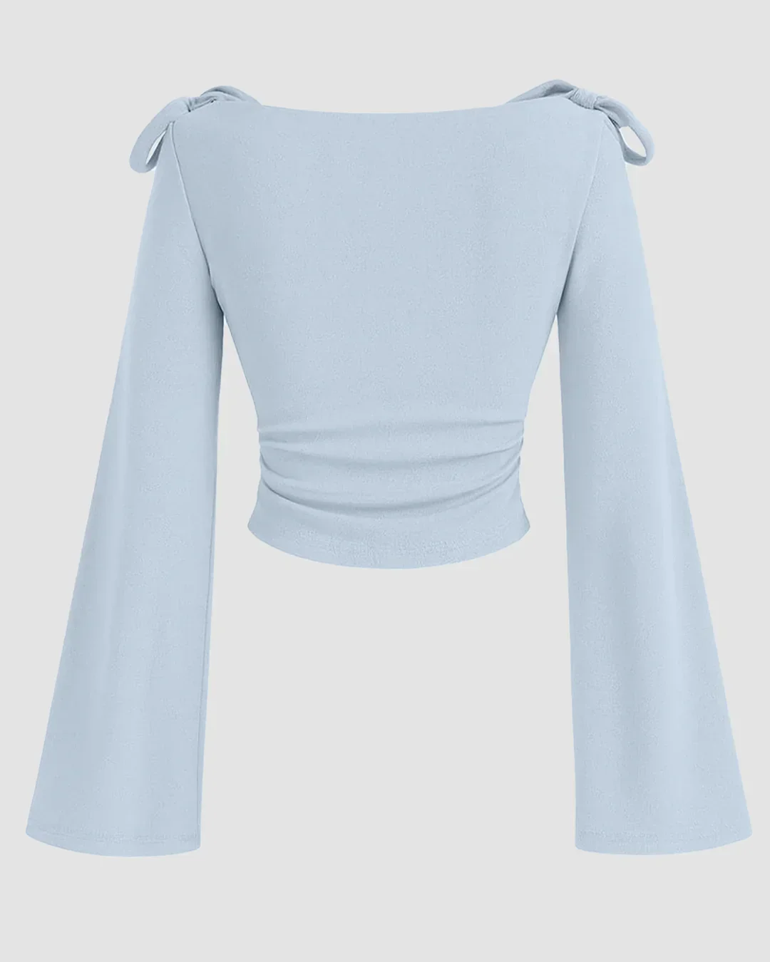 Bow Shoulder Square Neck Full Sleeve Slim Fit Top in Blue - Image 2