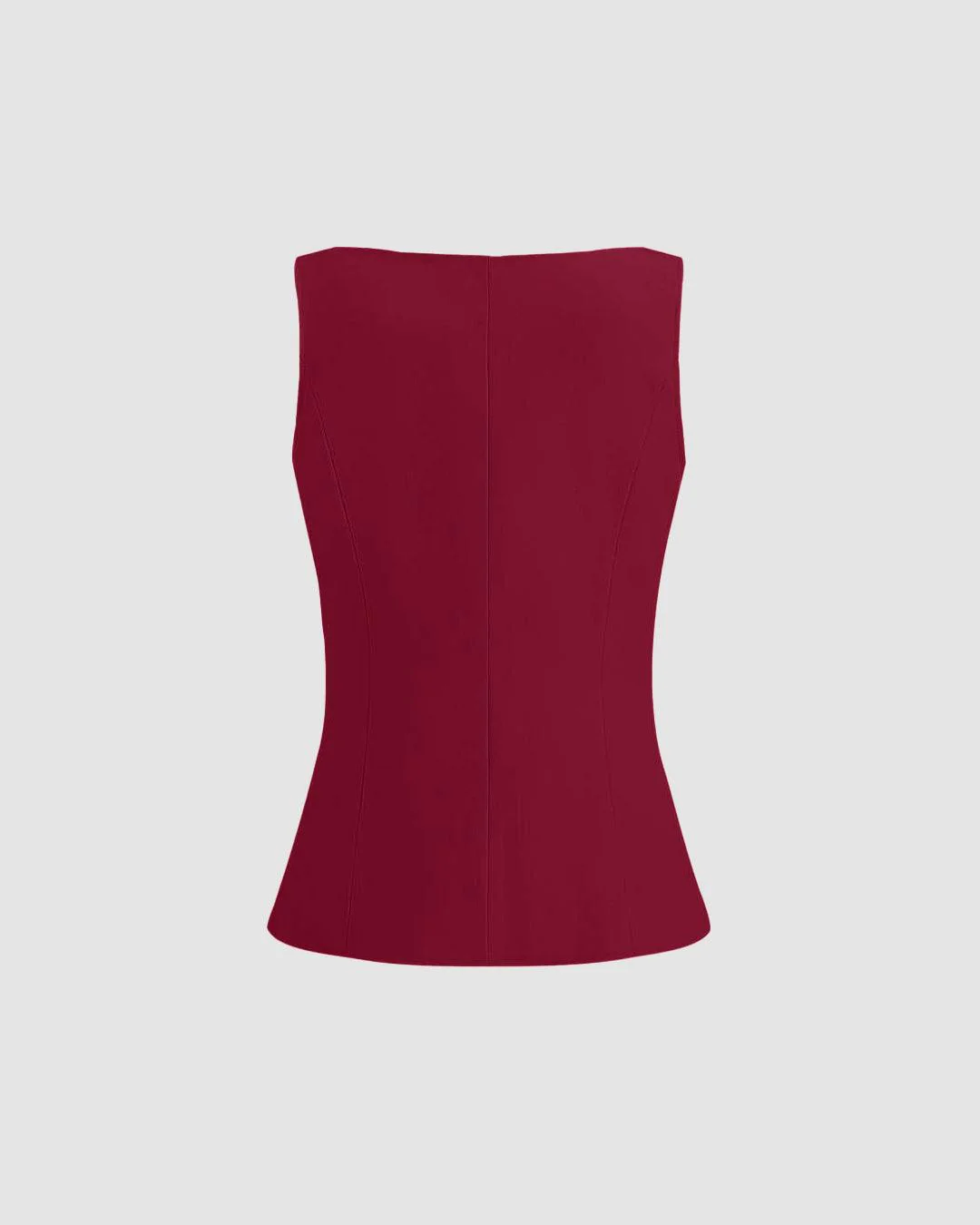 Party Button Front Sleeveless Vest Top in Red - Image 3