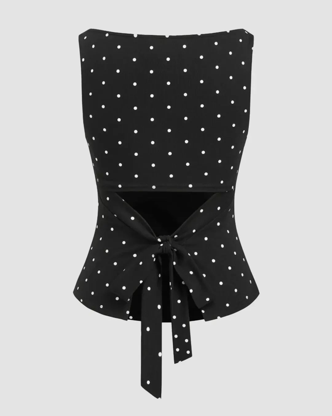 Party Polka Dot Ruched Sleeveless Top in Black - Image 2