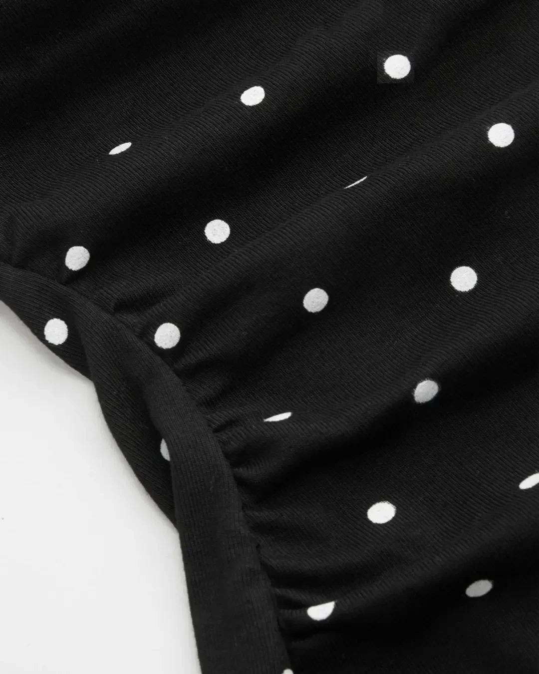 Party Polka Dot Ruched Sleeveless Top in Black - Image 3