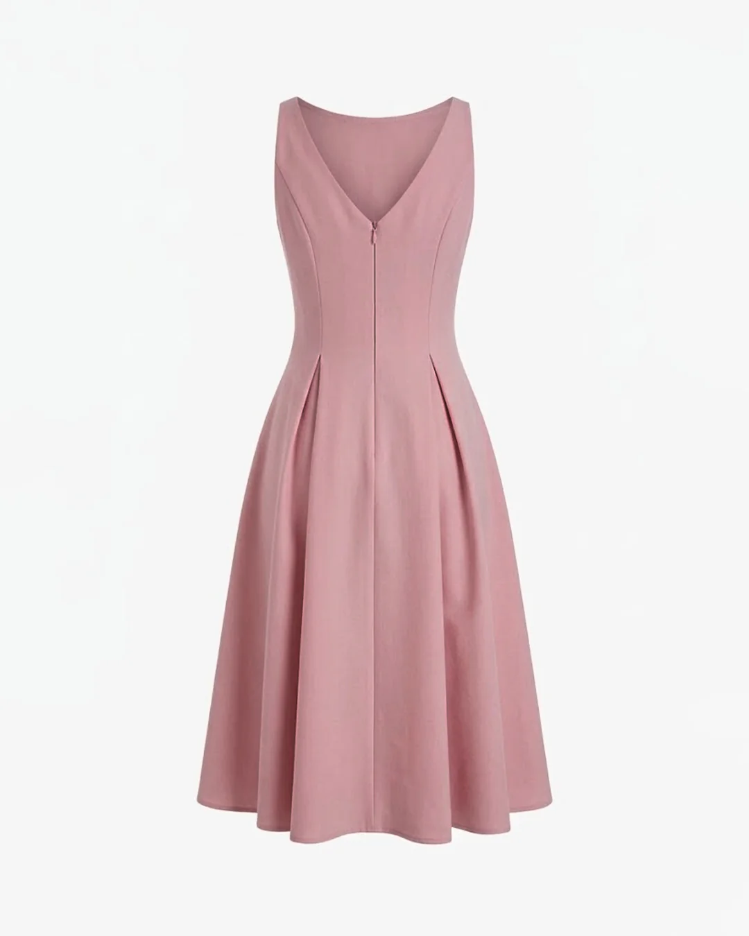 Boat Neck Pleated A-line Midi Cami Dress in Onion pink - Image 2