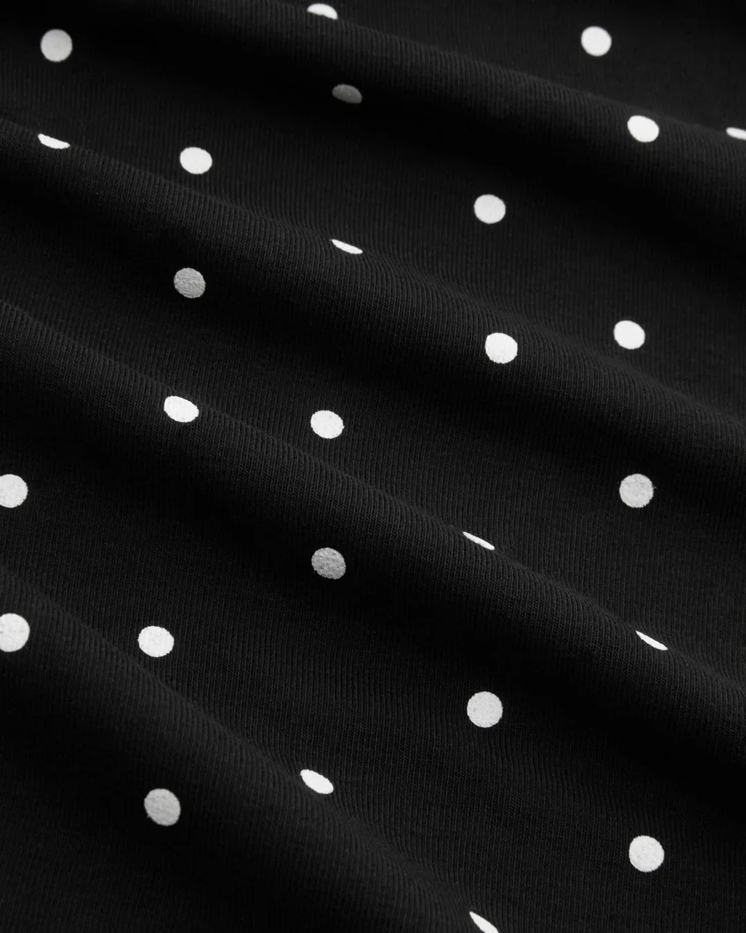 Long Sleeve Polka Dot Fit and Flare Mini Dress in Black - Image 3