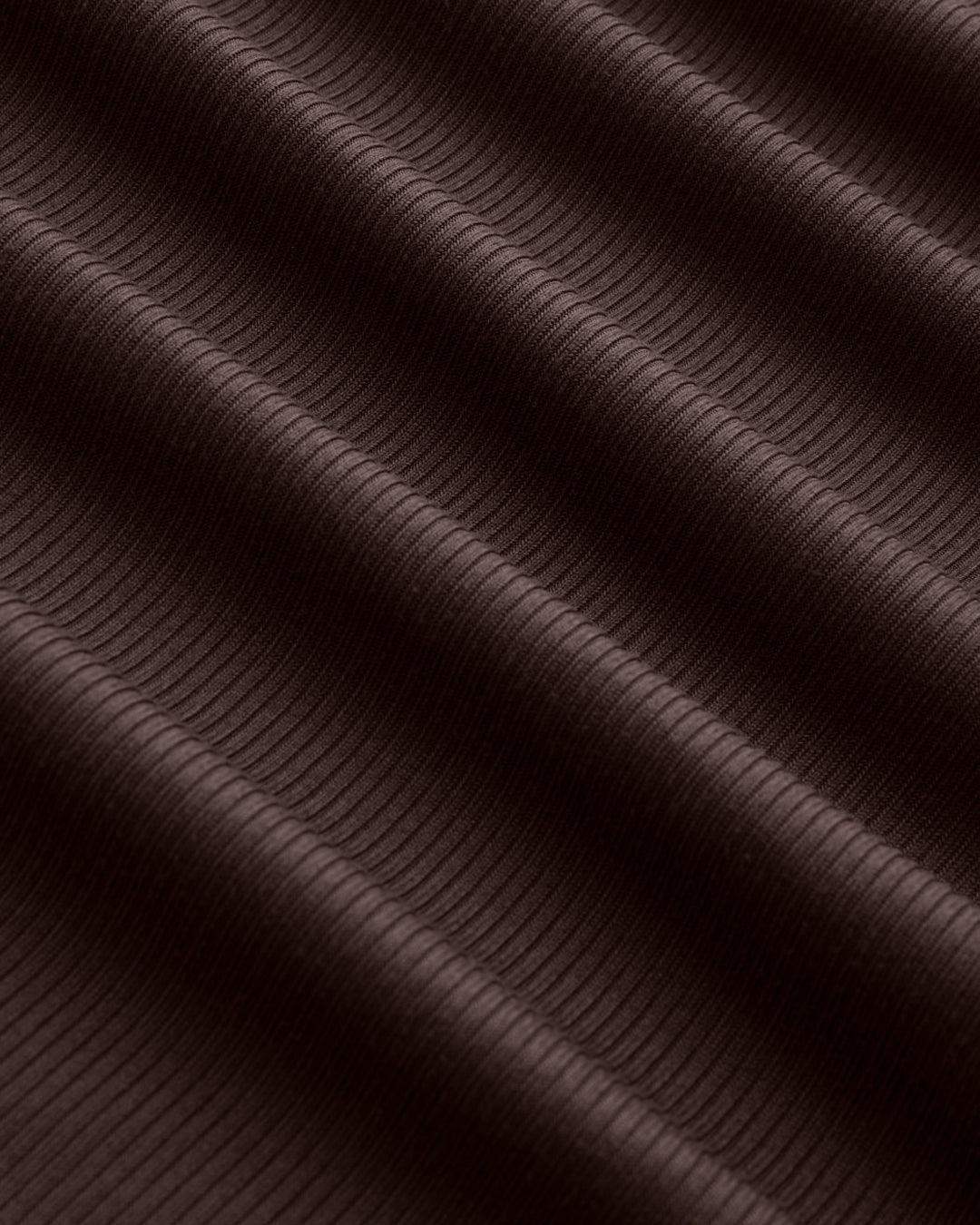 Boat Neck Solid Ruched Long Sleeve Top in Chocolate Brown - Image 4