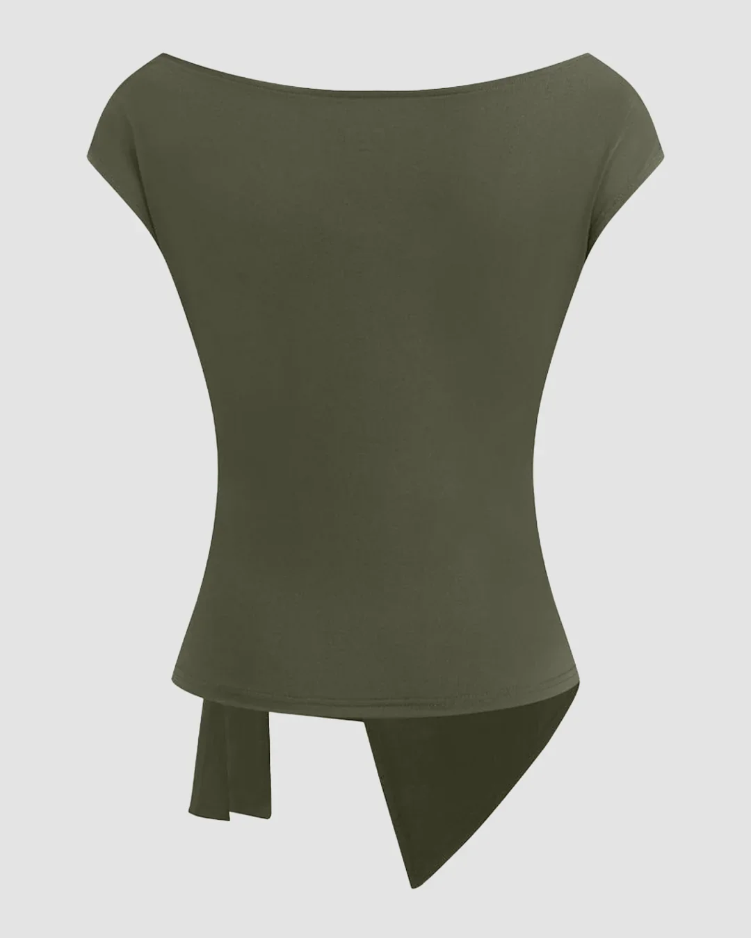 Boat Neck Wrap Top in Olive - Image 2