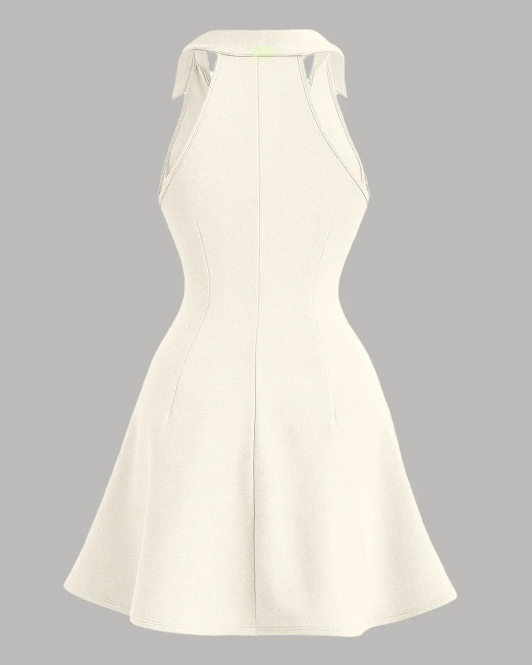 Bodycon Neck Collared Summer Dress in Beige - Image 2