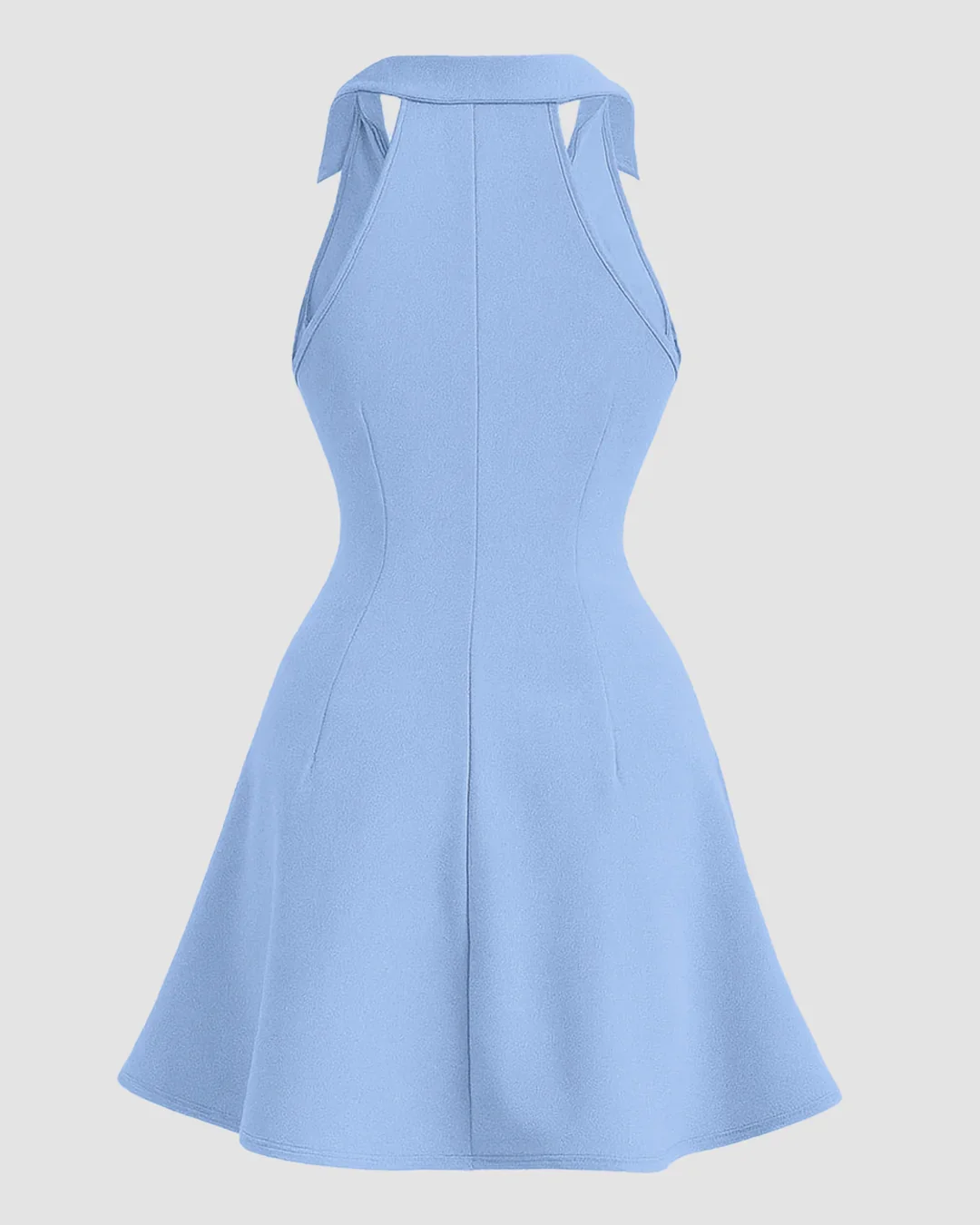 Bodycon Neck Collared Summer Dress in Blue - Image 2