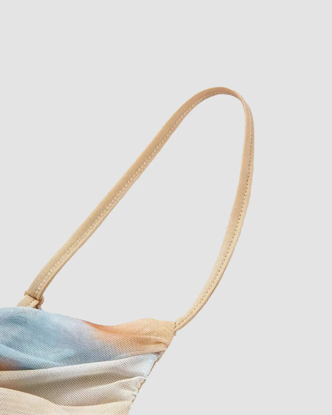 Sheer Mesh Abstract Print Strap Top in Multi - Image 4