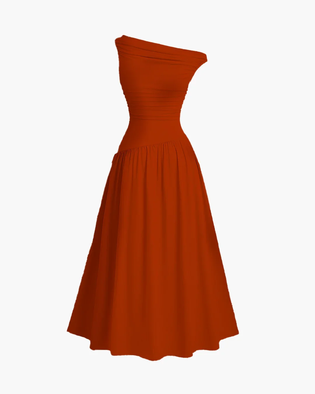 Brick Off-Shoulder Fit & Flare Midi Dress - Image 2