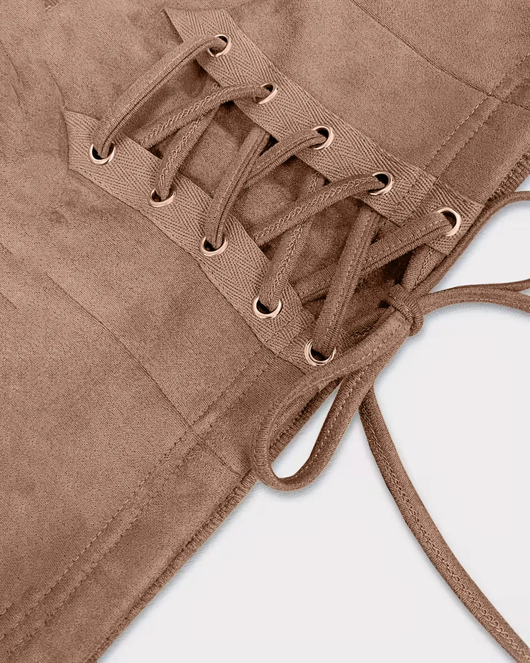Brown Backless Tank Top with Mid-Section Tie Detail - Image 3