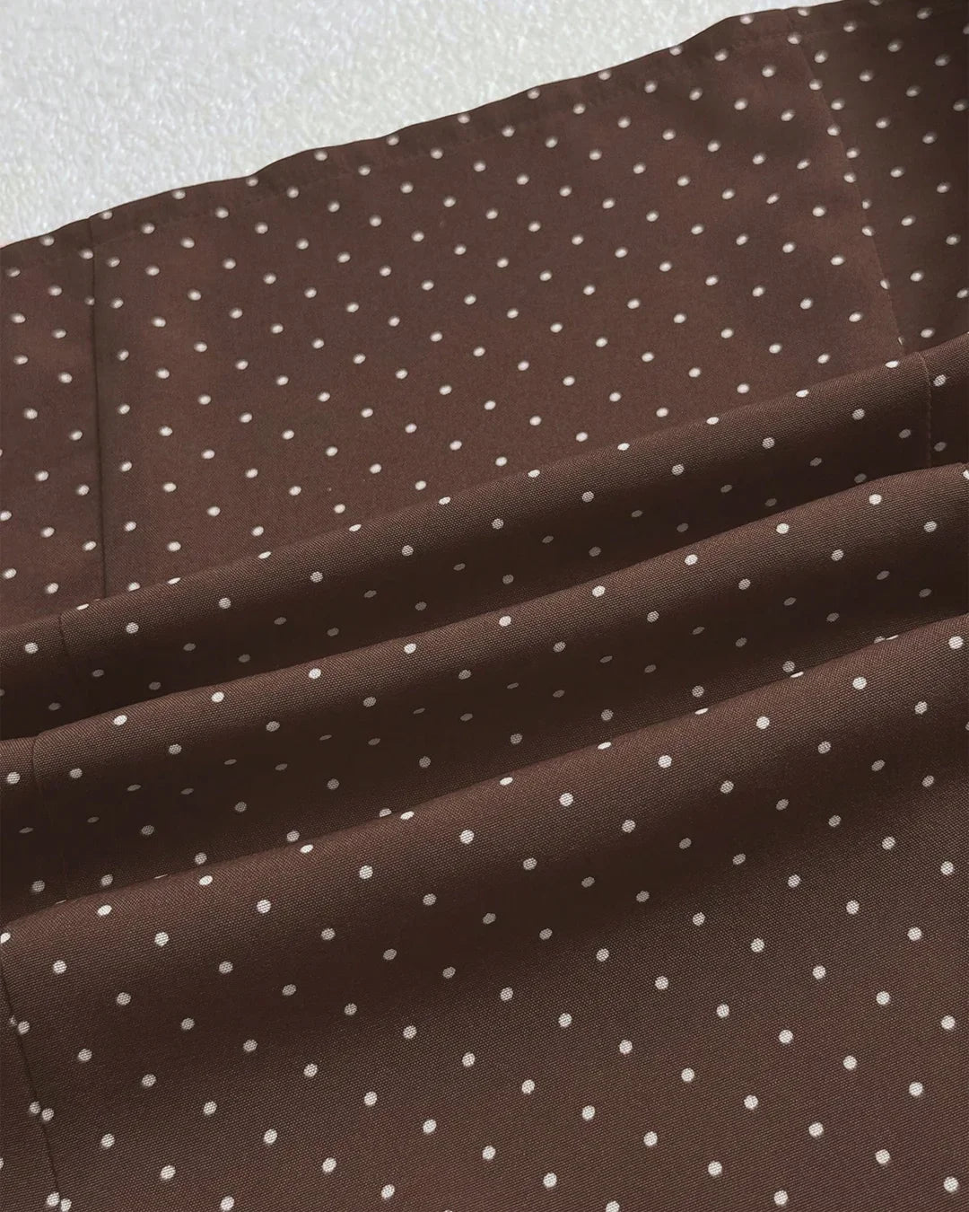 Brown Polka Dot Button Down Collared Top - Image 3