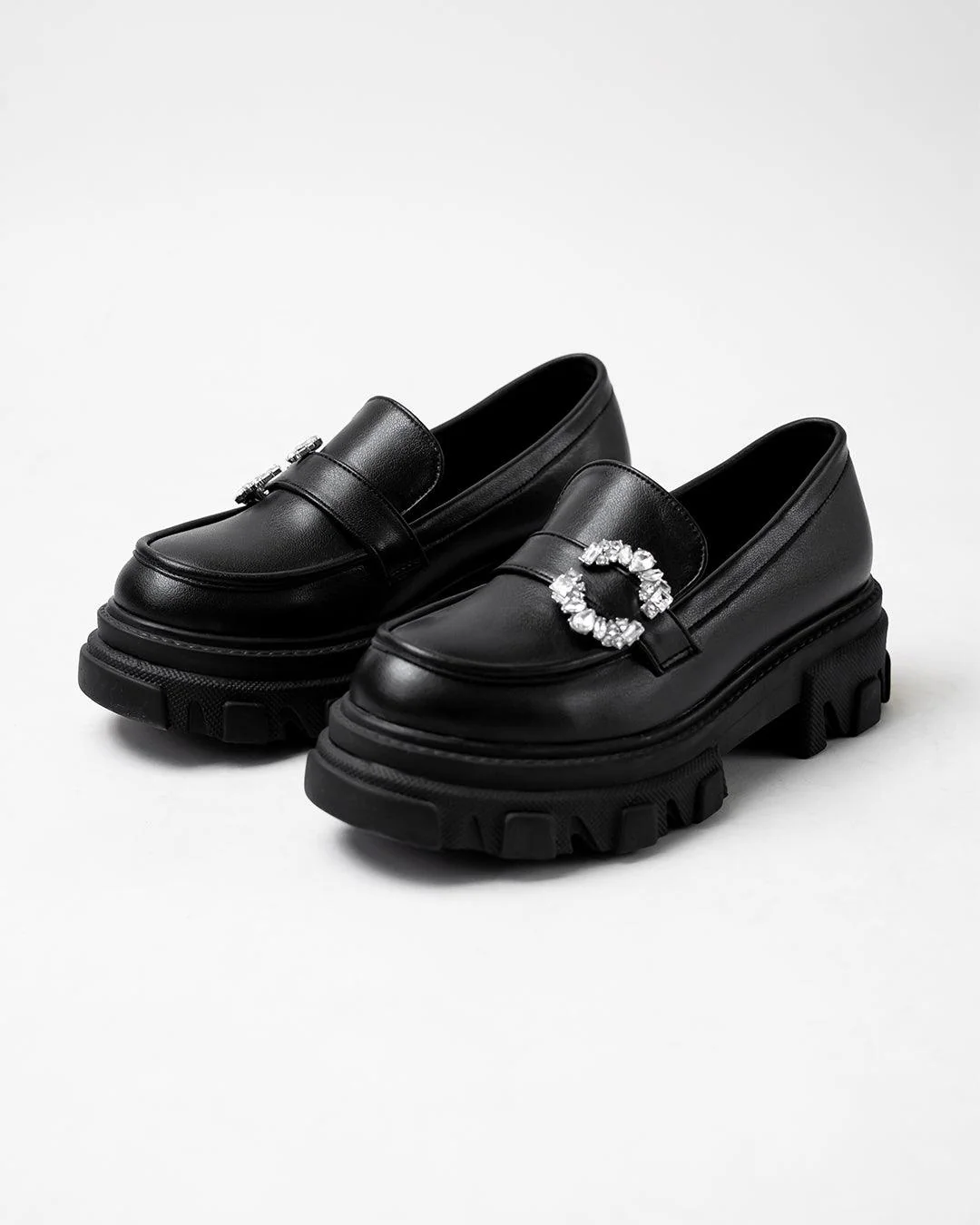 Buckle Embellished Black Chunky Loafers - Image 4