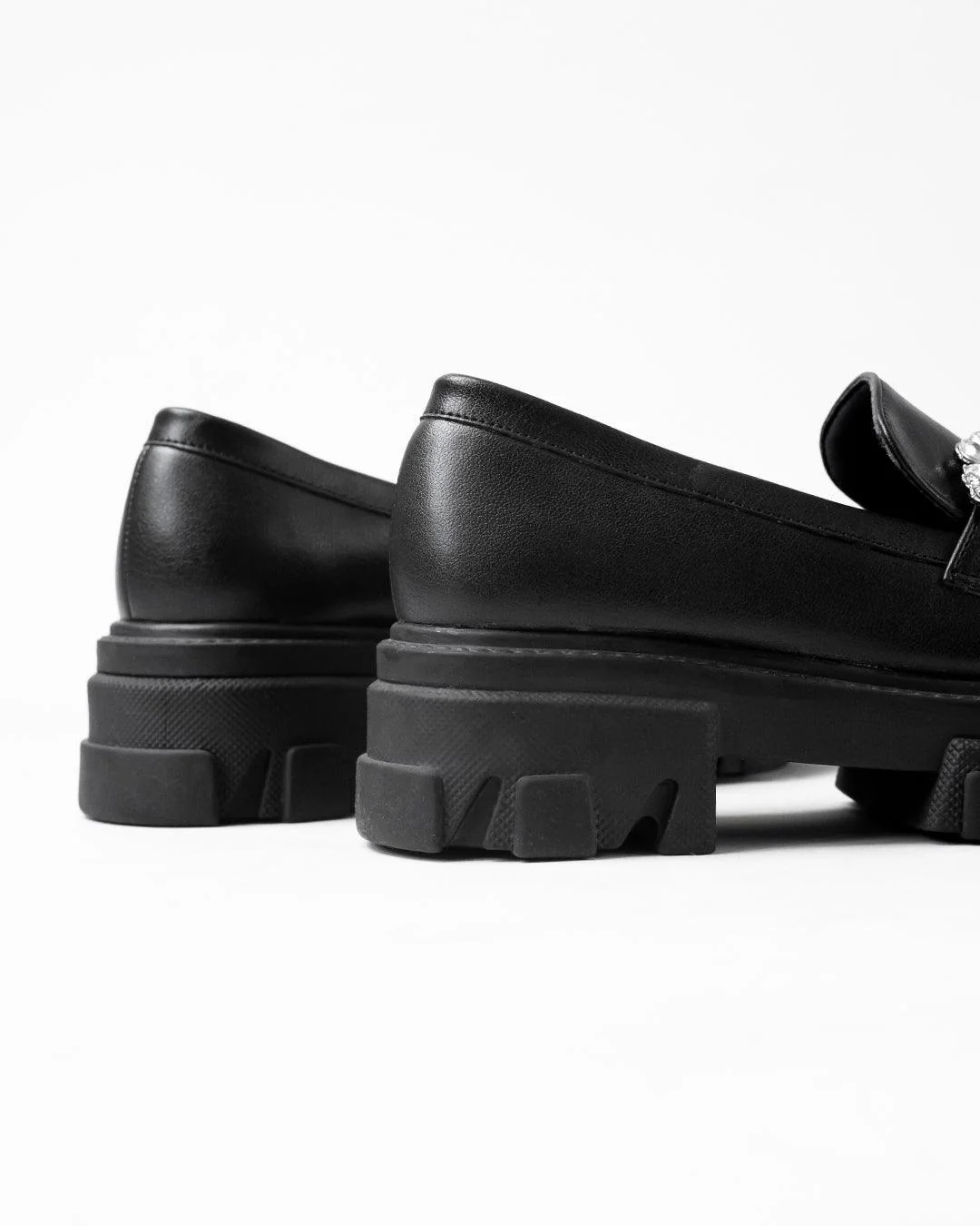 Buckle Embellished Black Chunky Loafers - Image 5