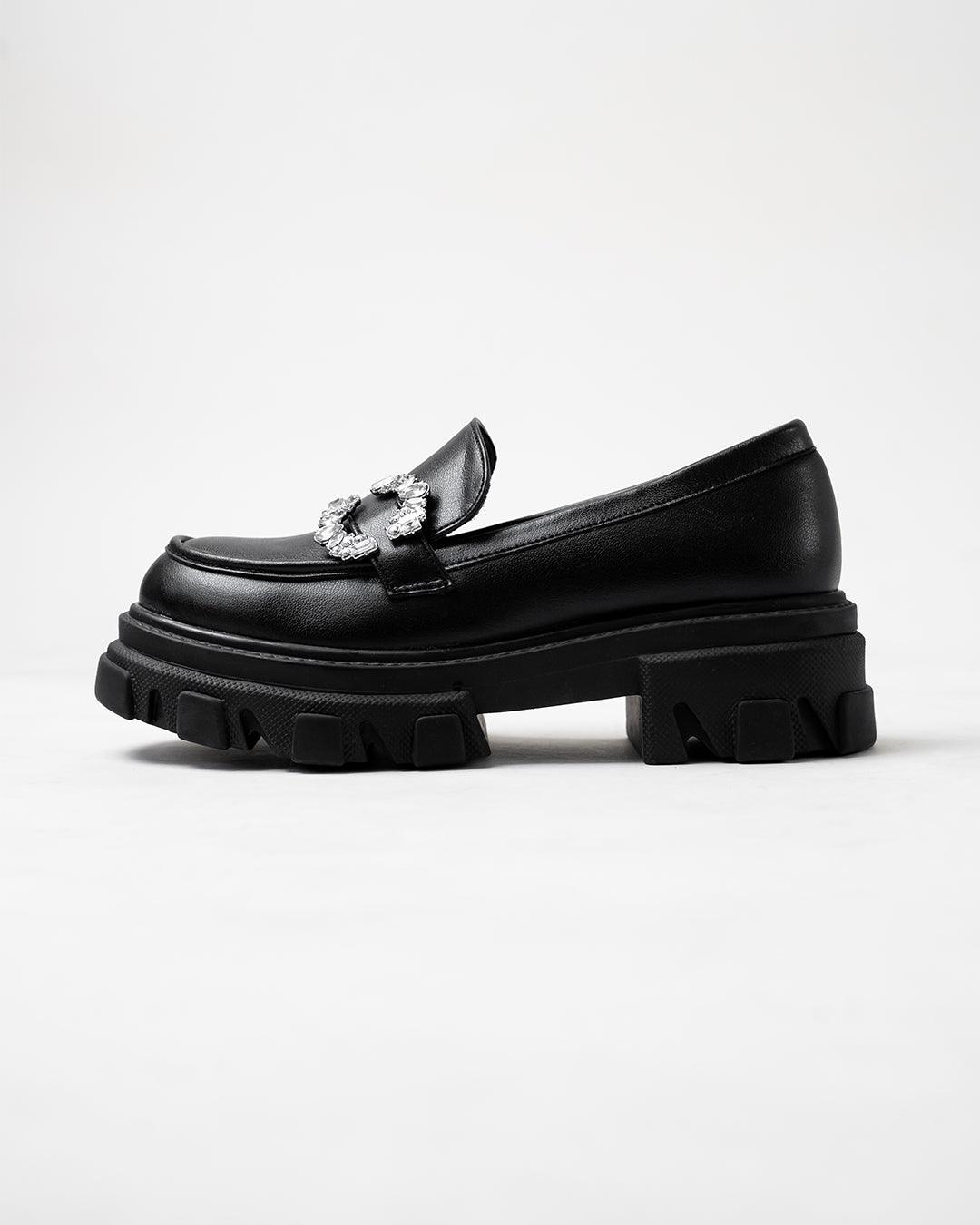 Buckle Embellished Black Chunky Loafers - Image 7