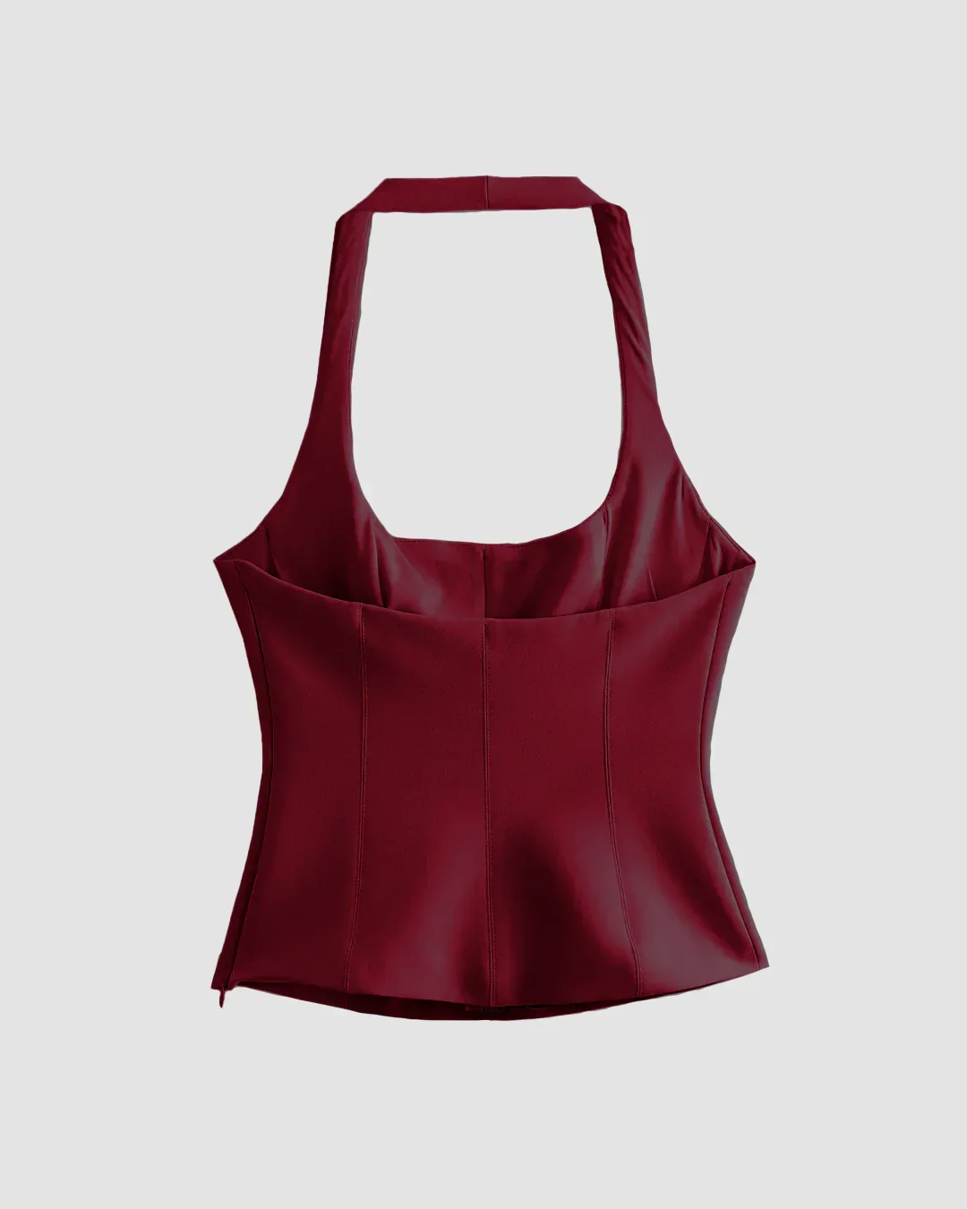 Burgundy Halter Neck Corset Top - Image 2