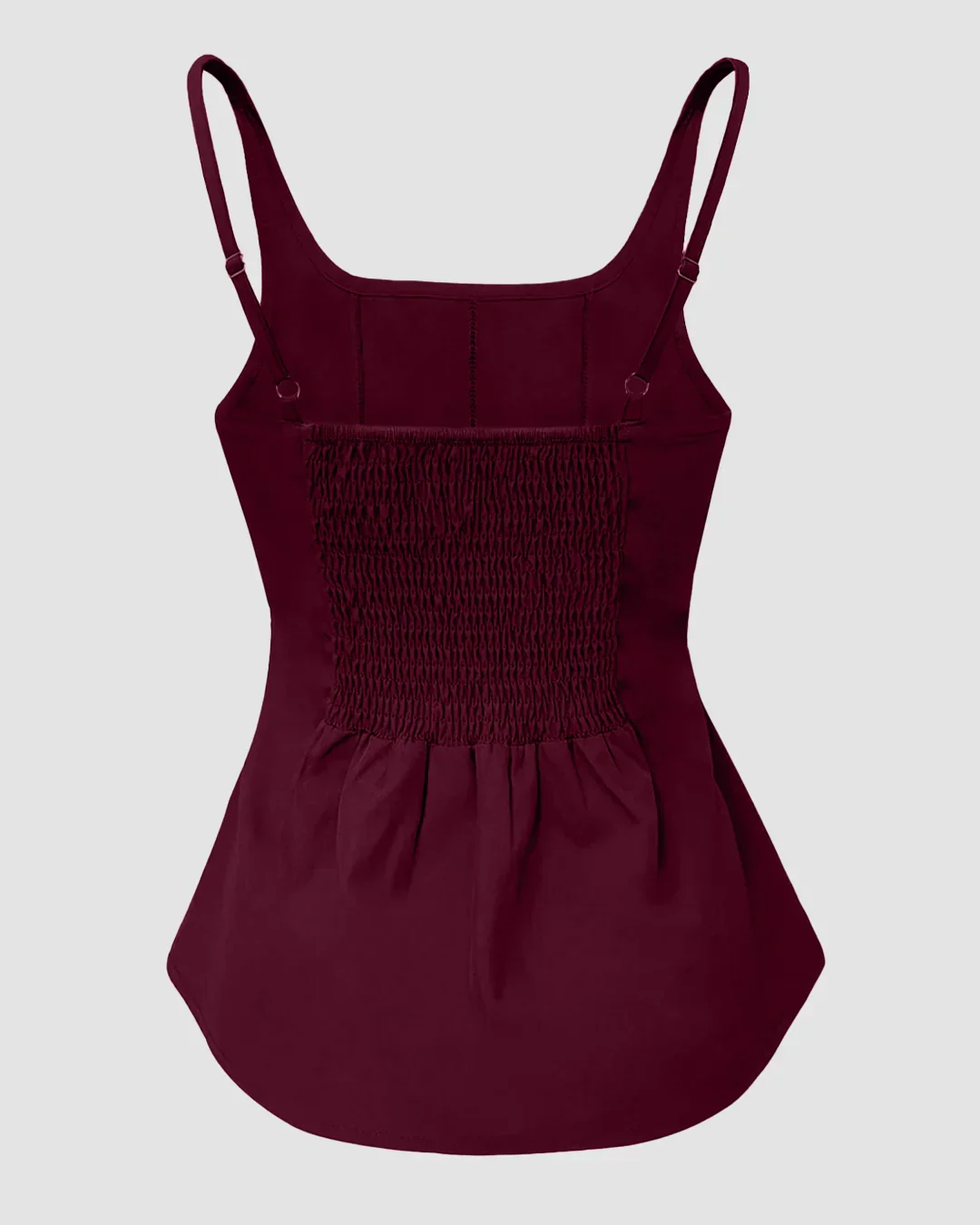 Burgundy Pleated Sleeveless Peplum Top - Image 2
