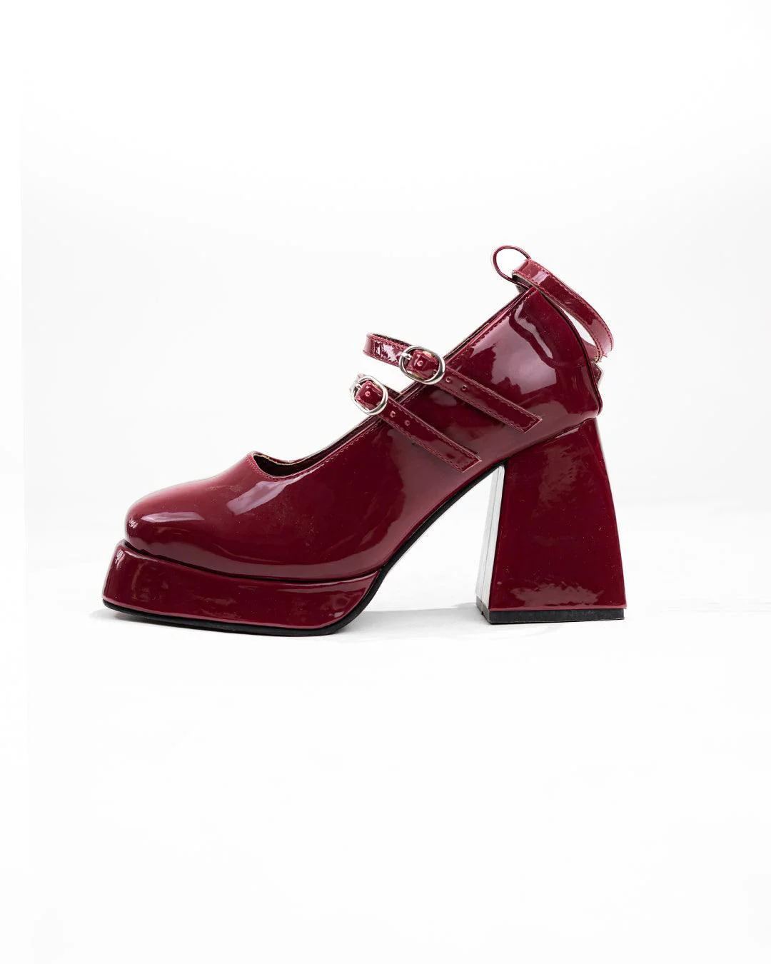 Burgundy Shoes with Chunky Platform Heels - Image 4