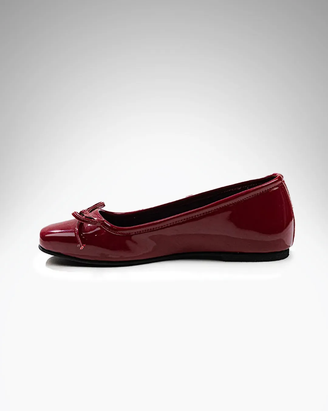 Burgundy Square Toe Womens Ballet Flats - Image 3