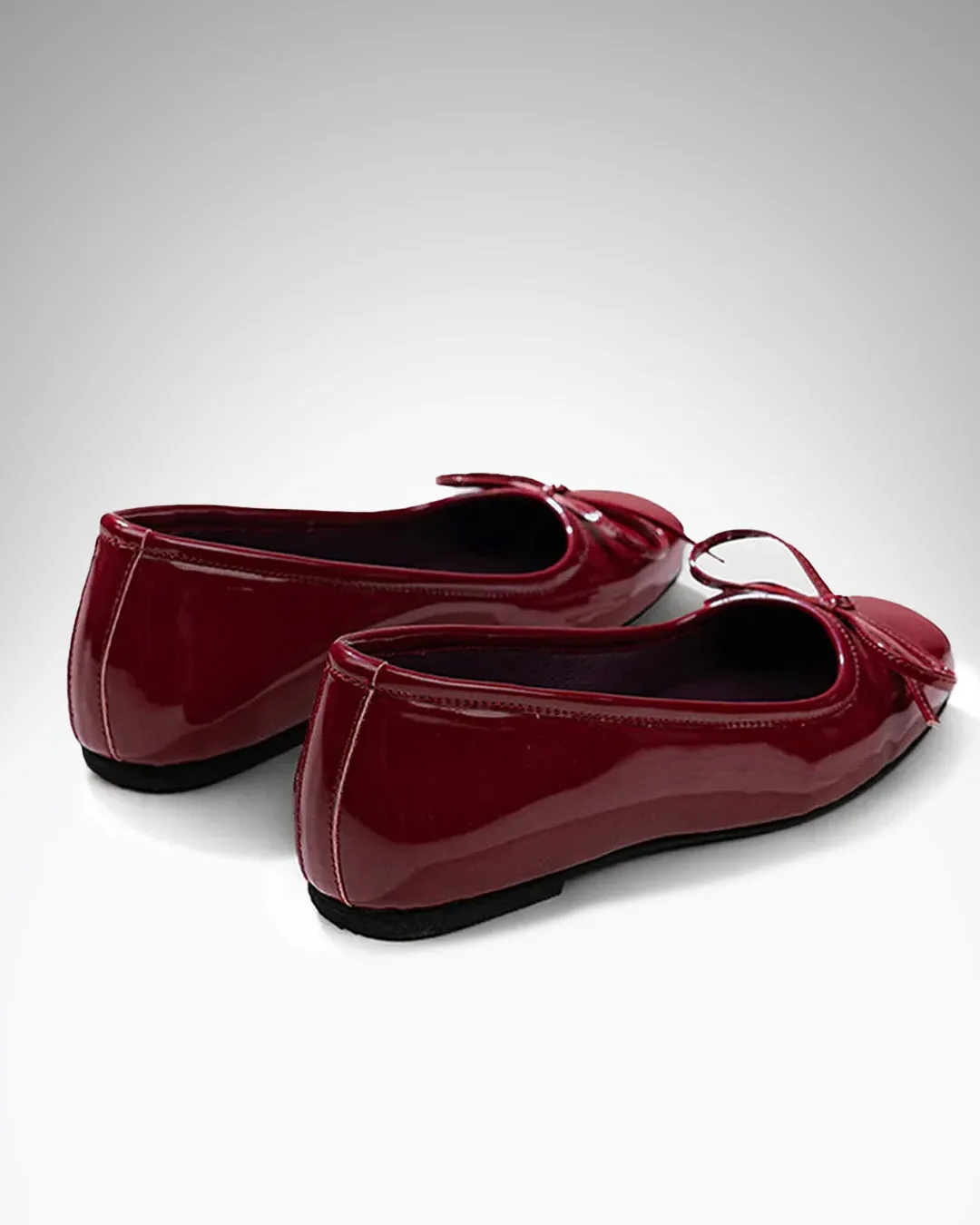 Burgundy Square Toe Womens Ballet Flats - Image 4