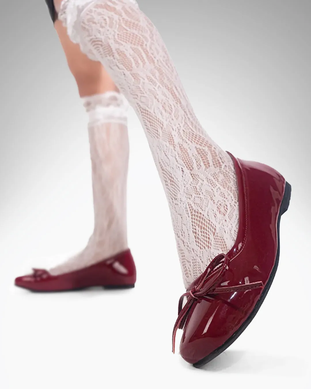 Burgundy Square Toe Womens Ballet Flats - Image 6