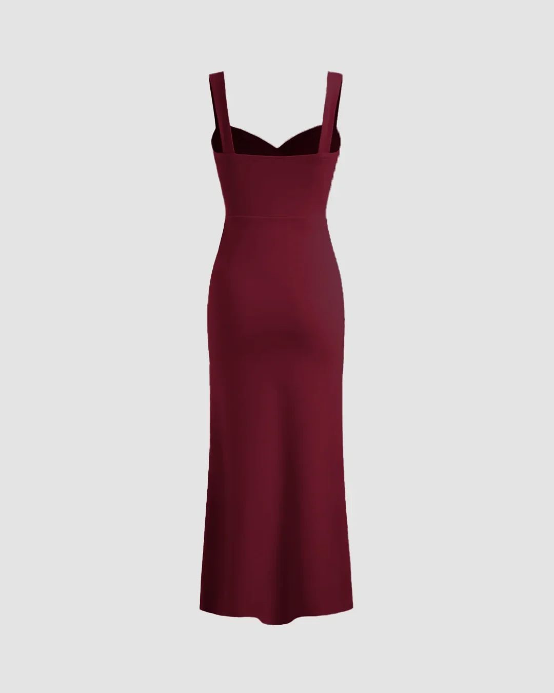 V Neck Ruched Bodycon Fit Midi Dress in in Burgundy - Image 3
