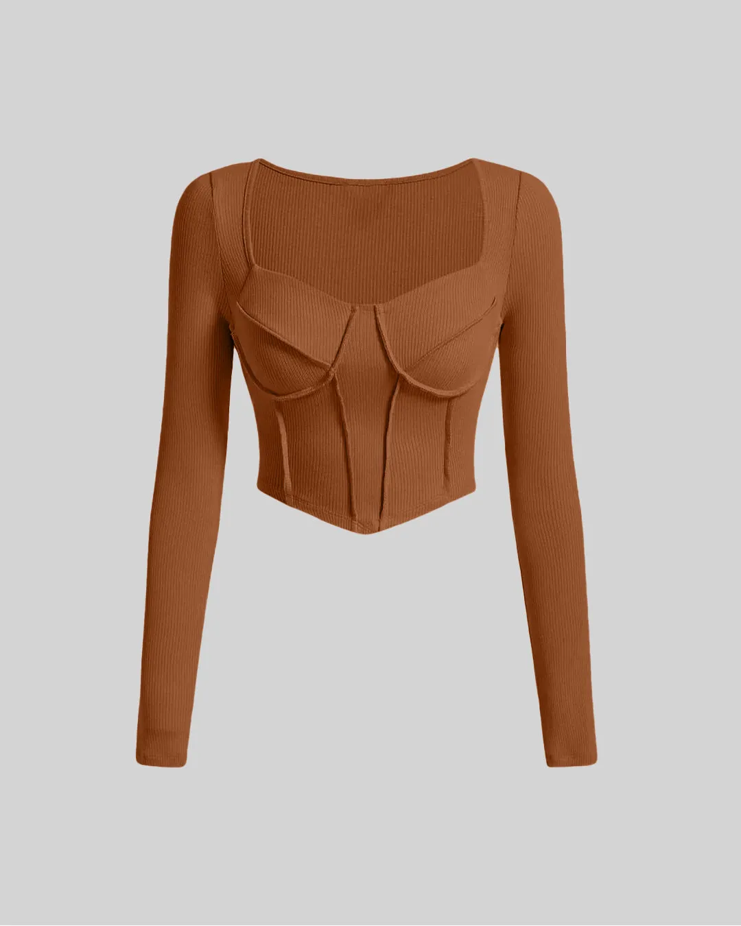 Burnt Orange Summer Ribbed Top & Trouser Coord Set - Image 3