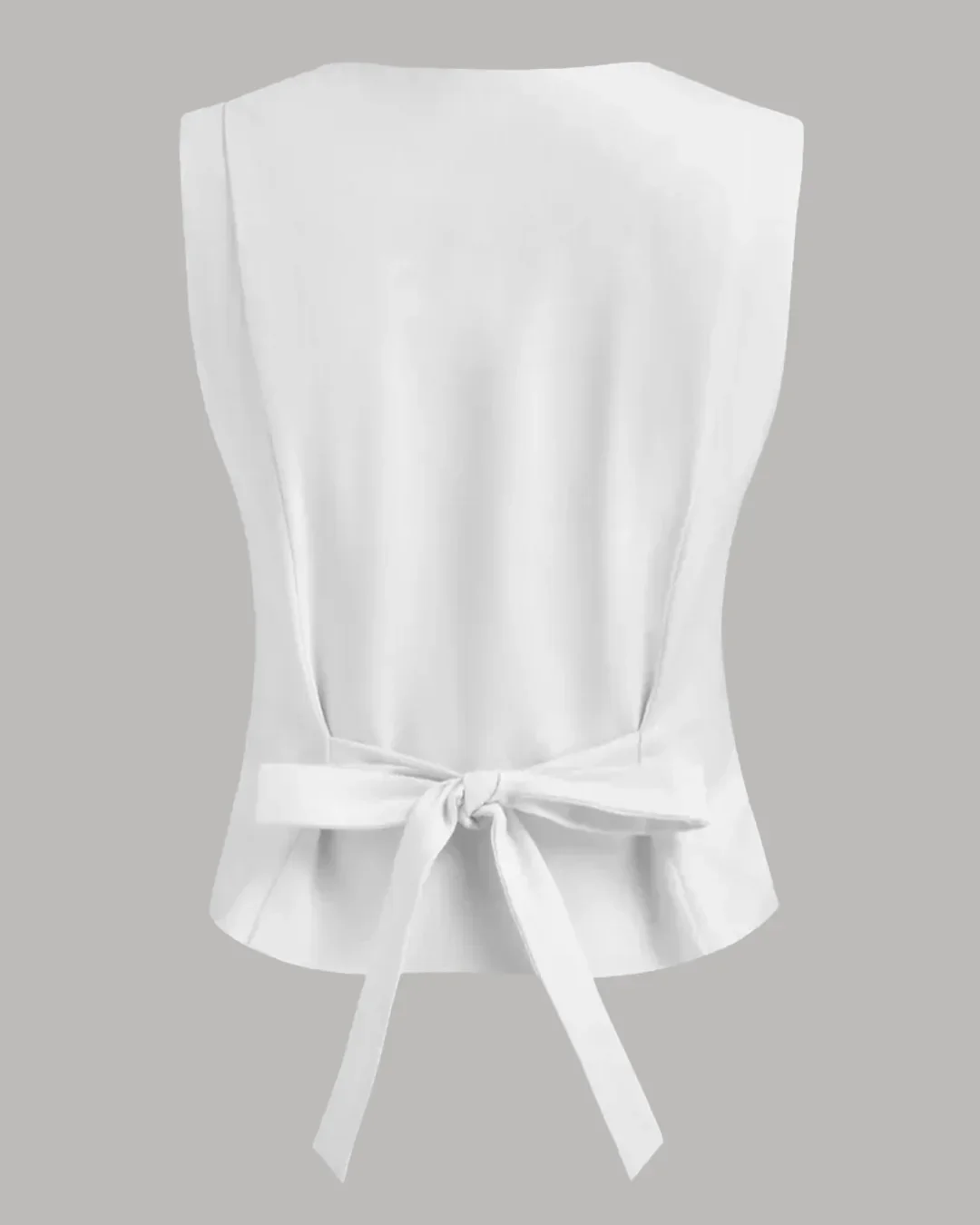 Button Front Tailored Sleeveless Top in White - Image 2