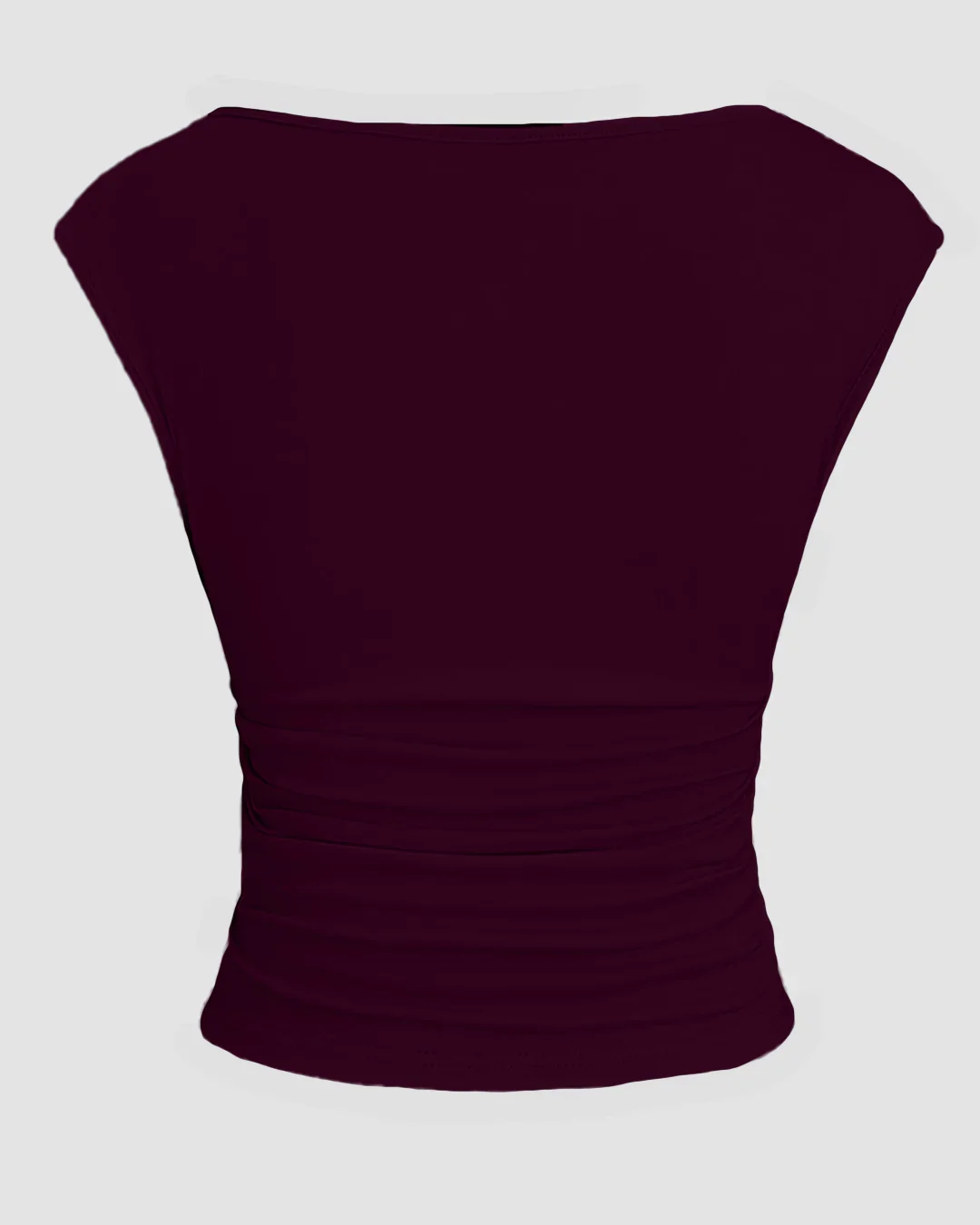 Casual Boat Neck Slim Fit Solid Crop Top in Maroon - Image 2