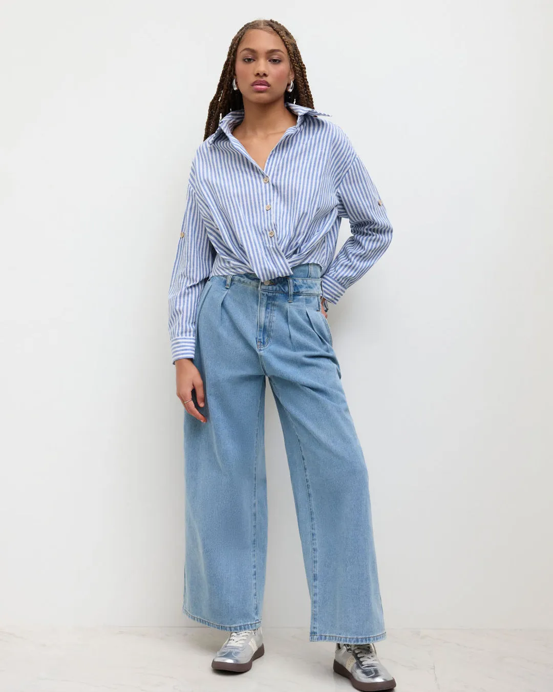 Casual Collared Shirt with Front Knot - Image 3