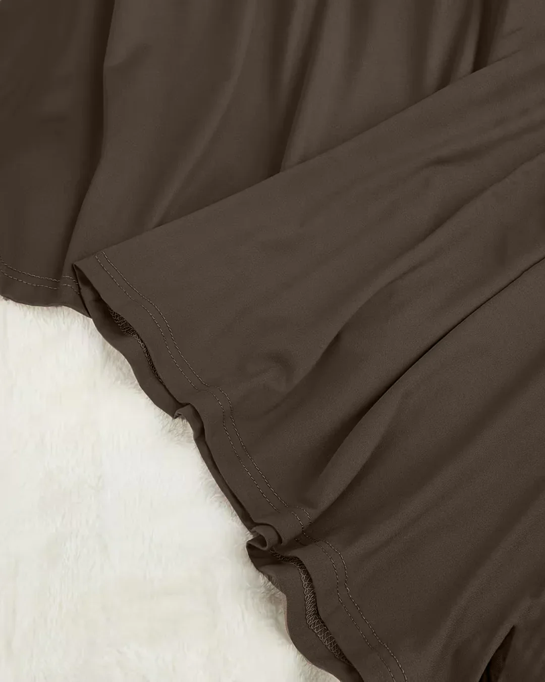 Casual Hoodie Sweatshirt and Drawstring Shorts Co-Ord Set in Brown - Image 3