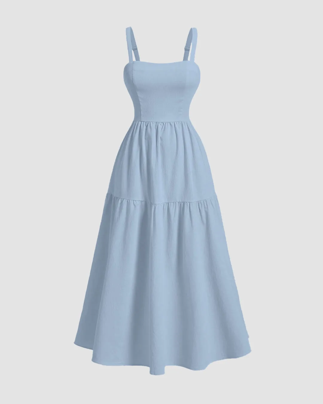 Chic Back Bow Tiered Midi Dress In English Blue - Image 3