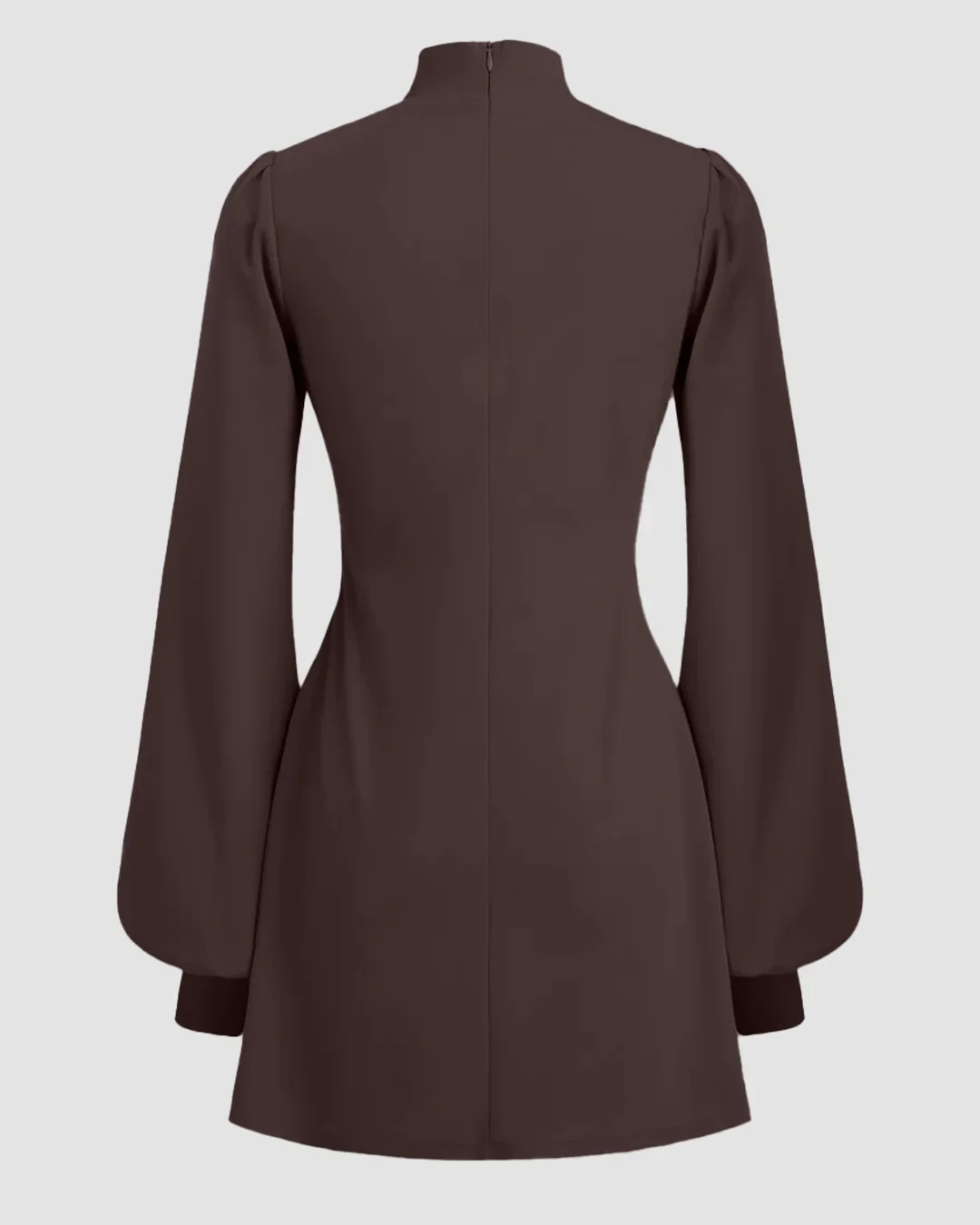 Chocolate Long Sleeve Puff Shoulder Mini Dress - Image 2