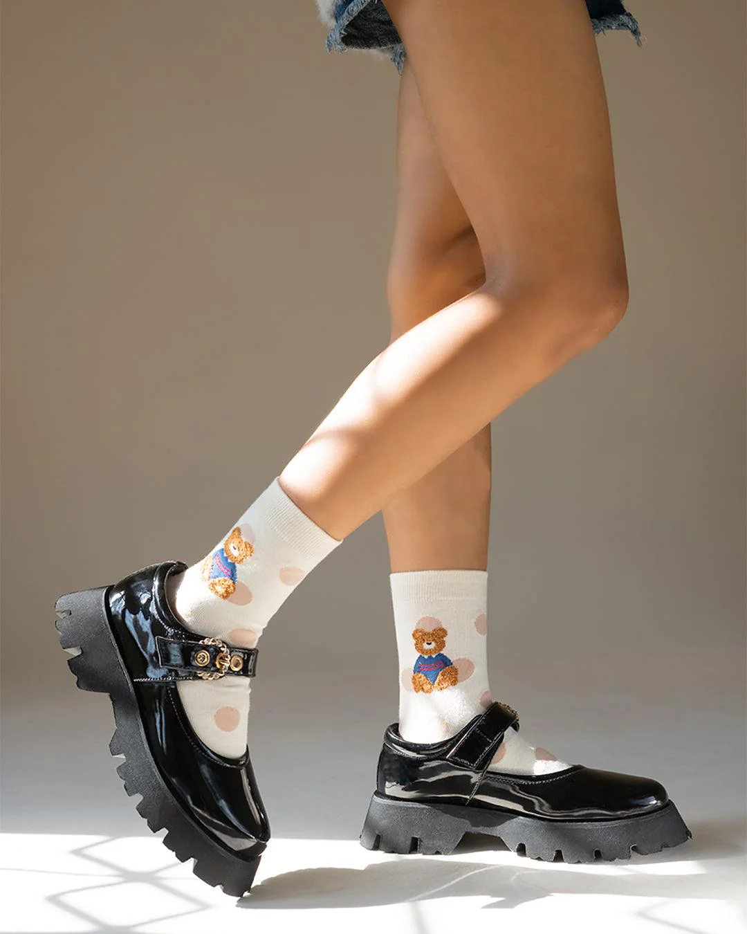 Chunky Platform Shoes with Cute Buckle Detail - Image 3