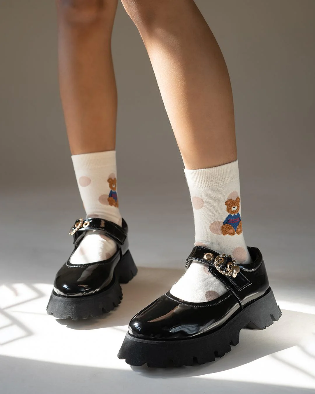 Chunky Platform Shoes with Cute Buckle Detail - Image 4