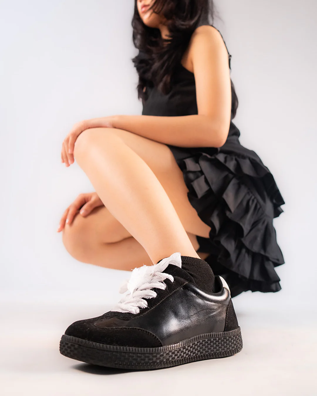 Classic Lace-Up Canvas Shoes In Black - Image 6