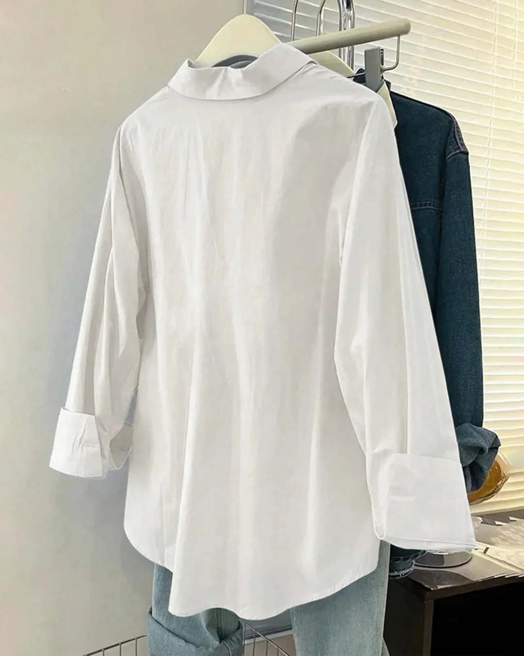 Classic White Collared Long Sleeve Shirt - Image 2